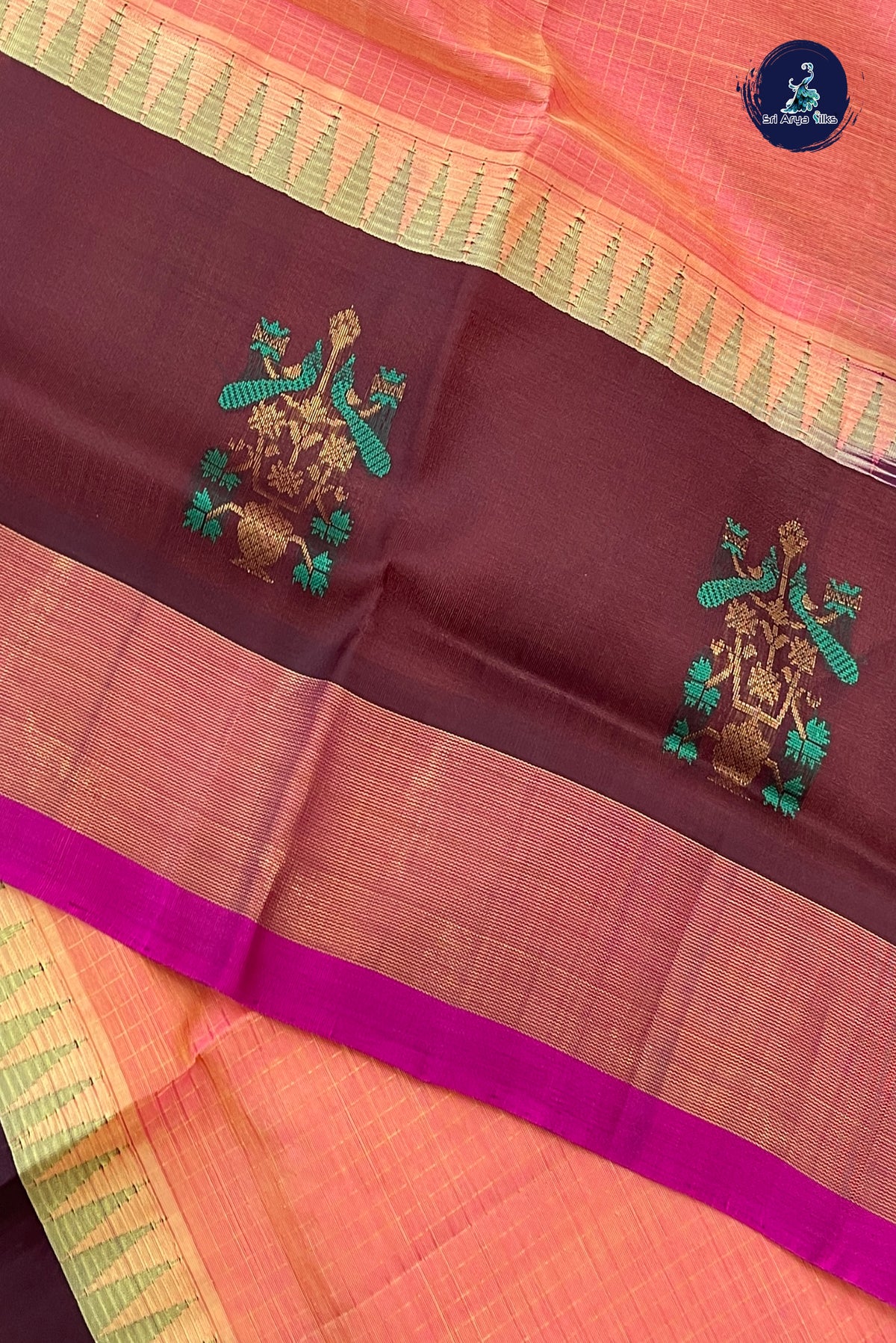 Dual Tone Pink Kuppadam Silk Cotton Saree With Zari Checked Pattern