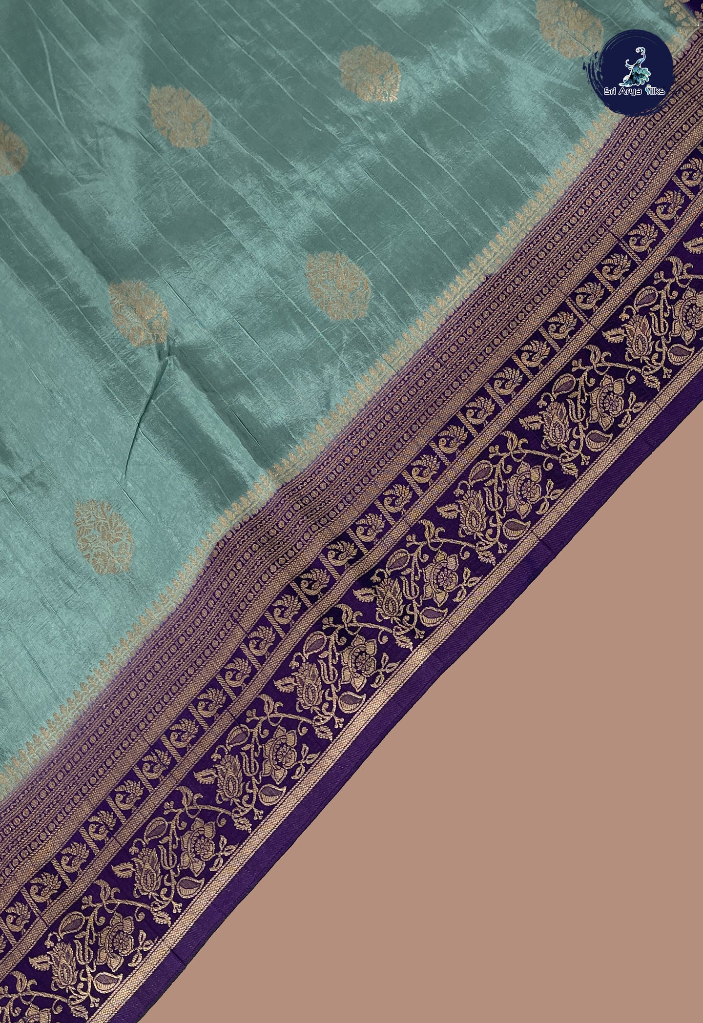 Pastel Shade Banarasi Silk Saree With Zari Buttas Pattern