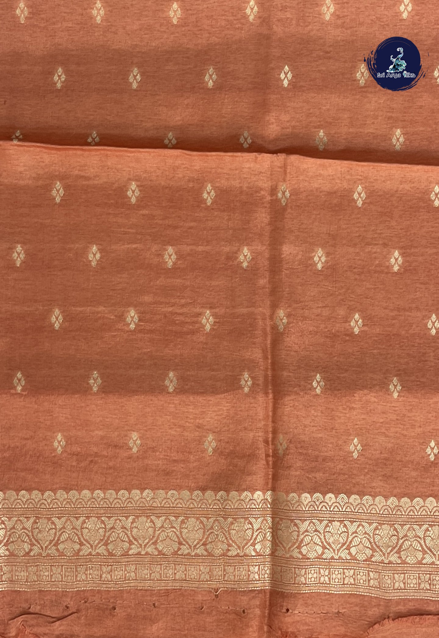 Peach Banarasi Silk Saree With Meenakari Work Pattern