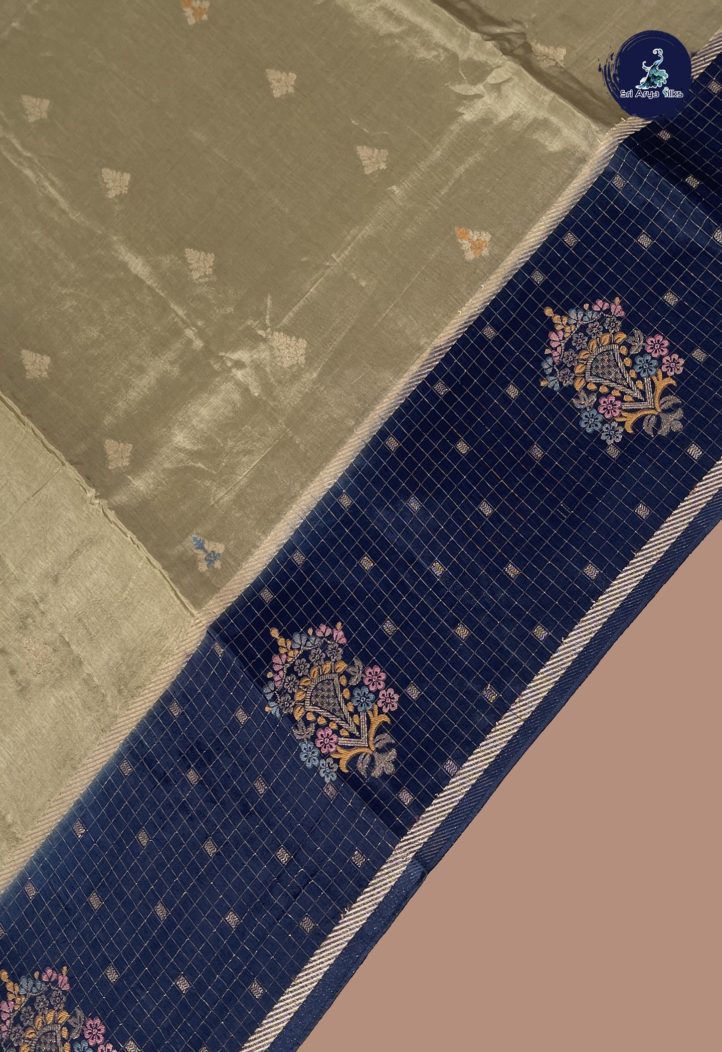Grey Banarasi Silk Saree With Meenakari Work Pattern