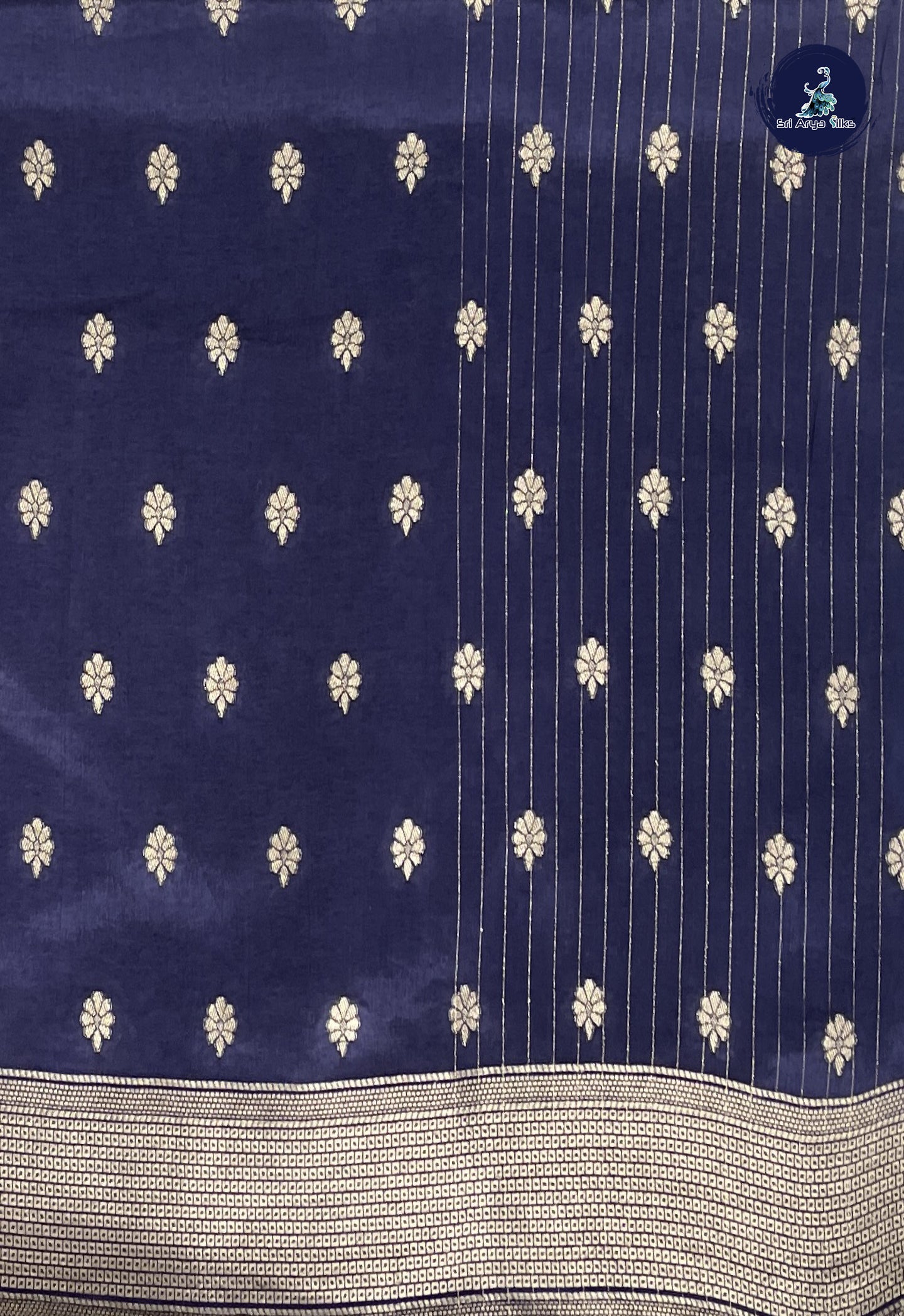 Greyish Blue Banarasi Silk Saree With Meenakari Work Pattern