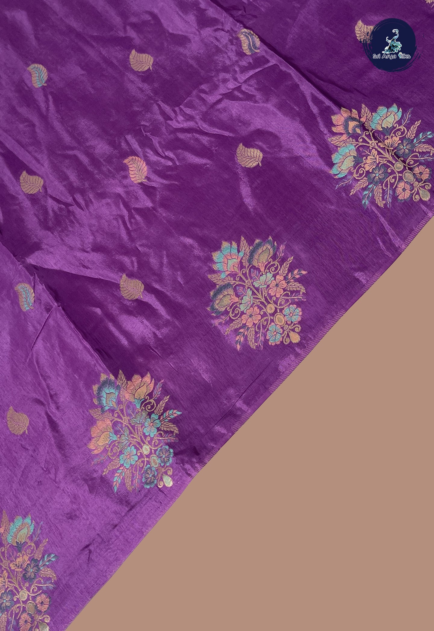 Lavender Banarasi Silk Saree With Zari Buttas Pattern