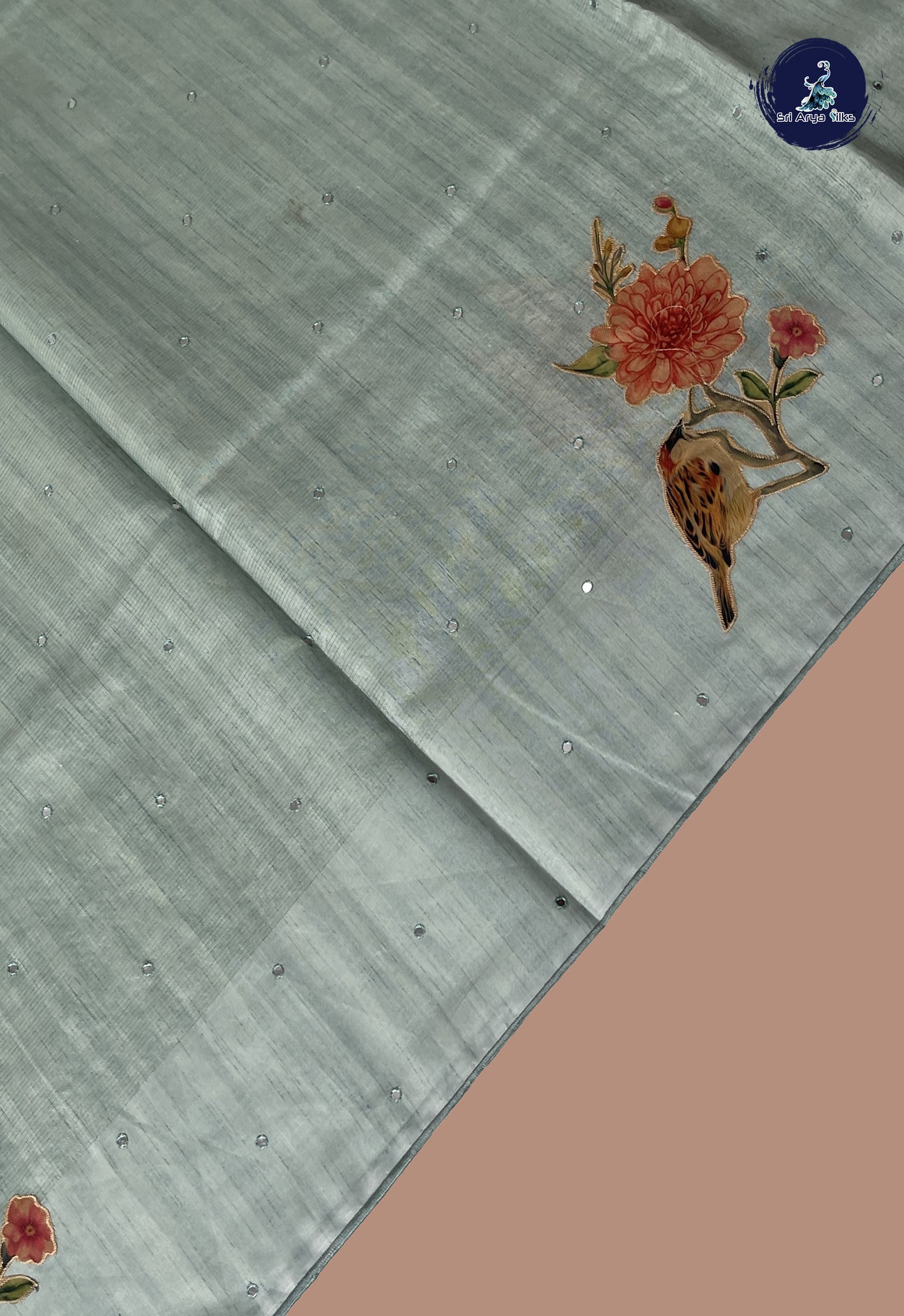 Pastel Shade Tussar Saree With Kalamkari Pattern