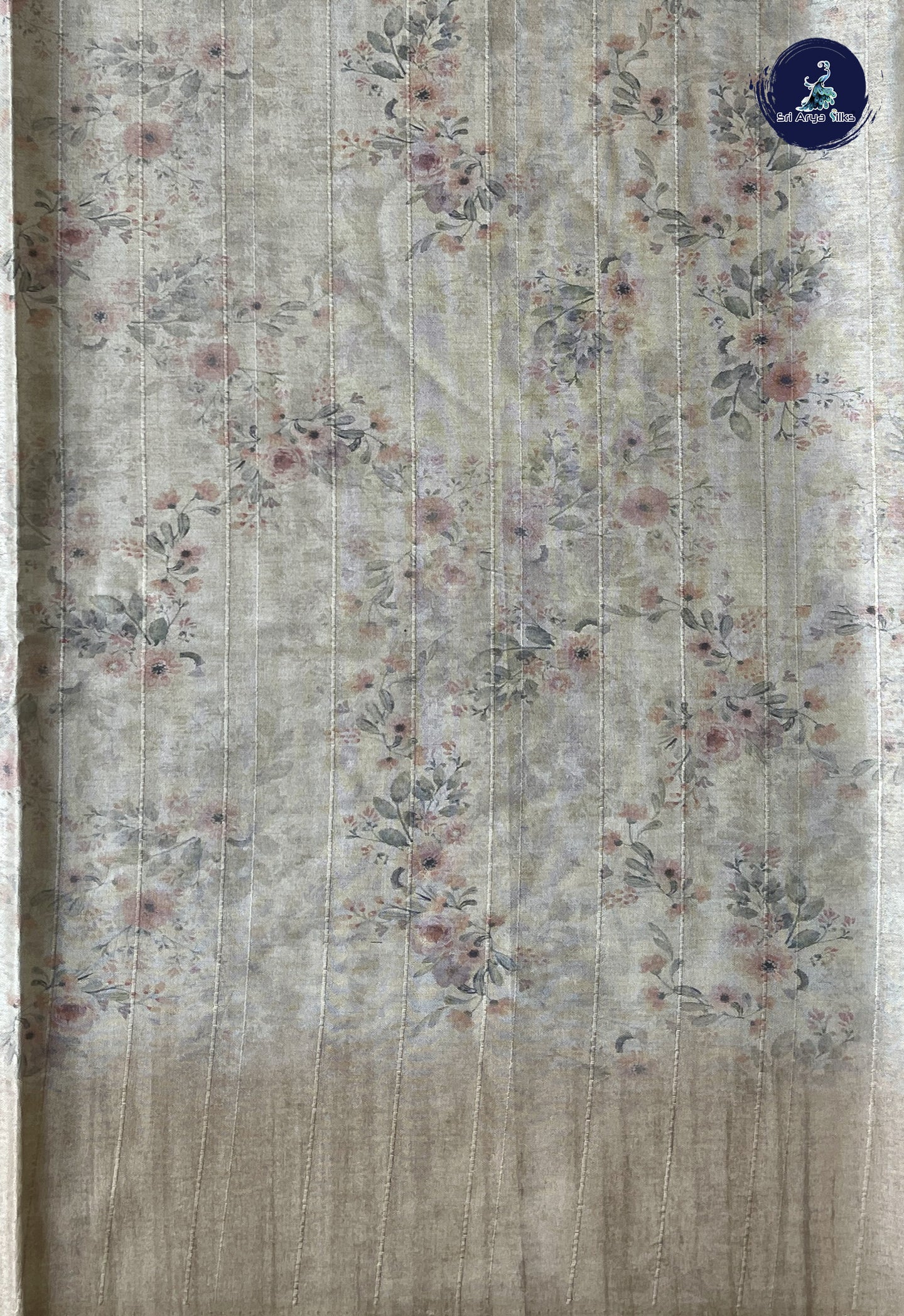 Fawn Tussar Saree With Kalamkari Pattern