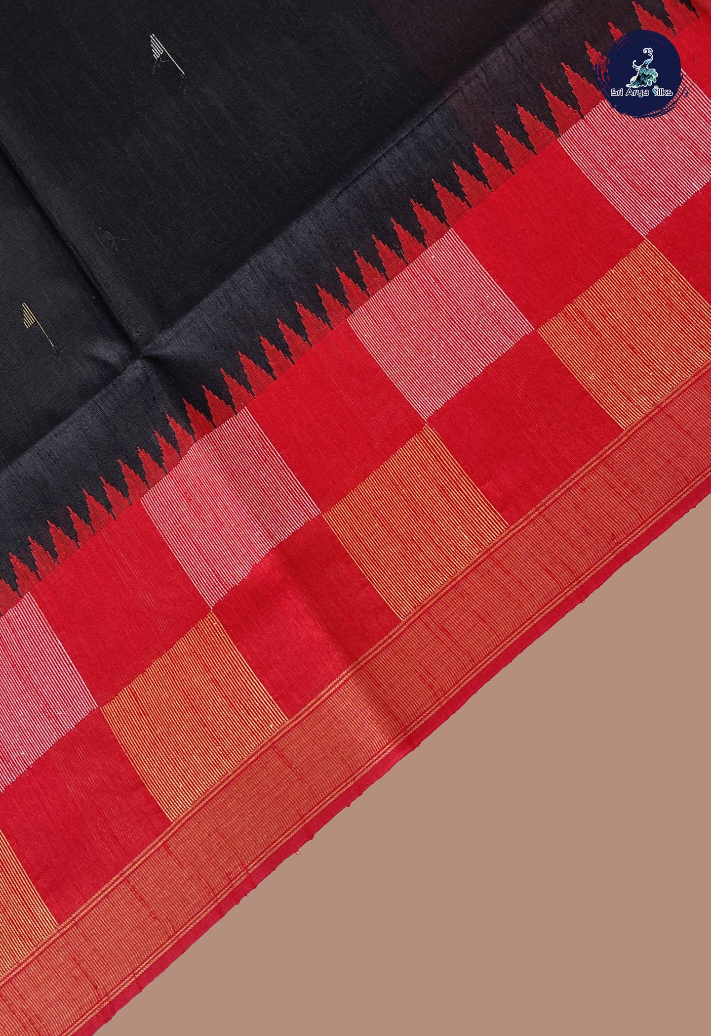 Black Raw Silk Saree With Zari Buttas Pattern
