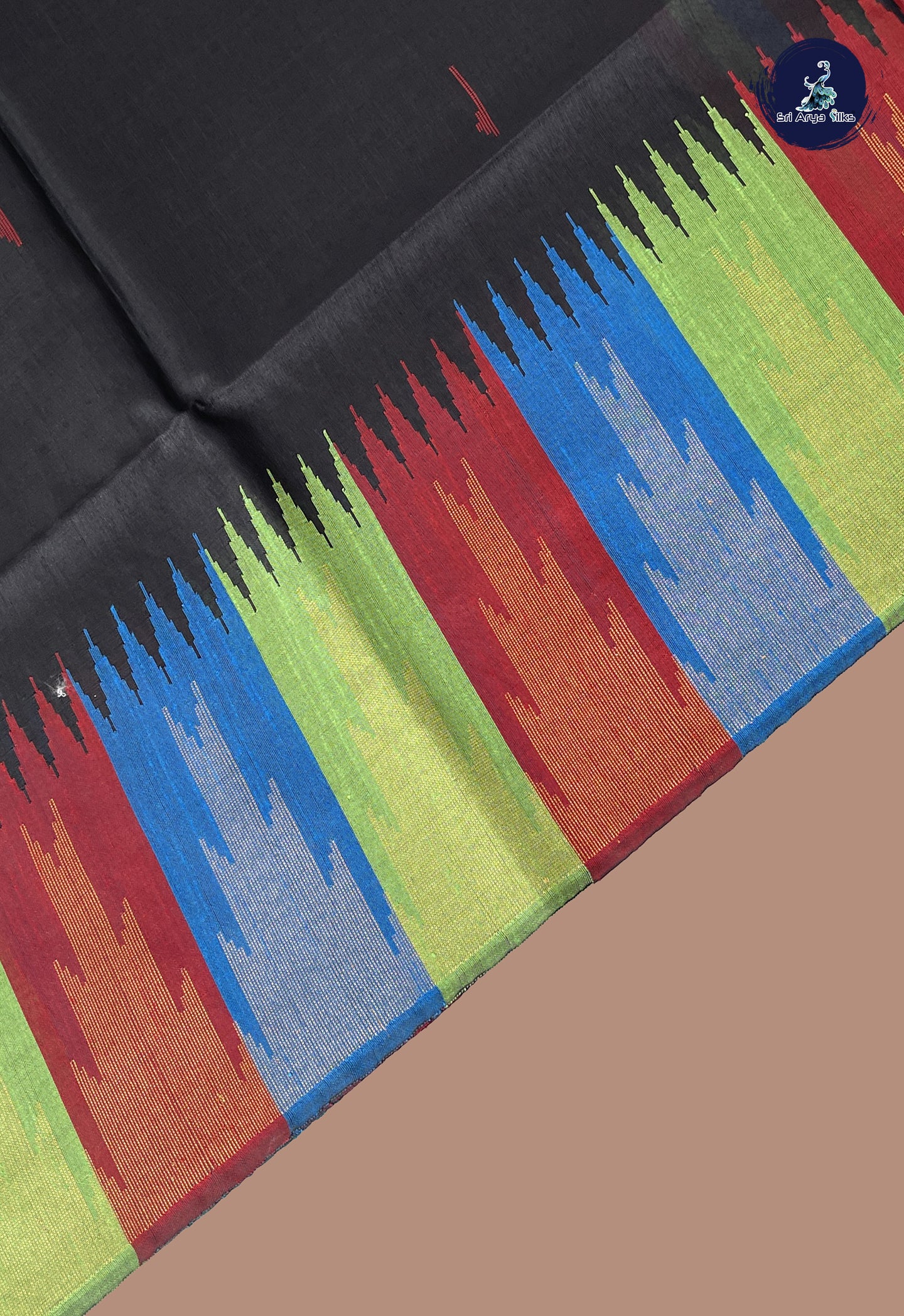 Black Raw Silk Saree With Buttas Pattern