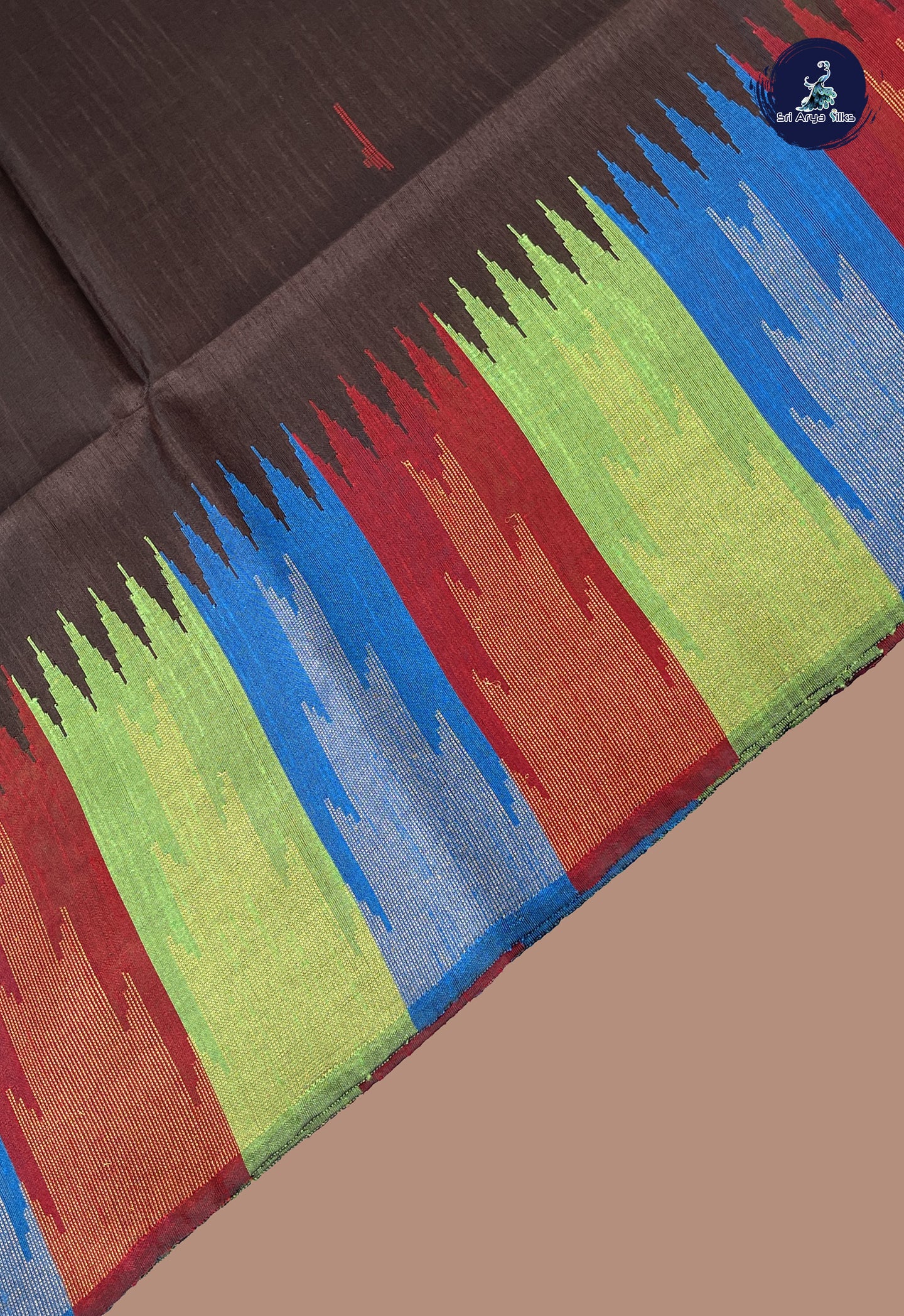 Brown Raw Silk Saree With Buttas Pattern