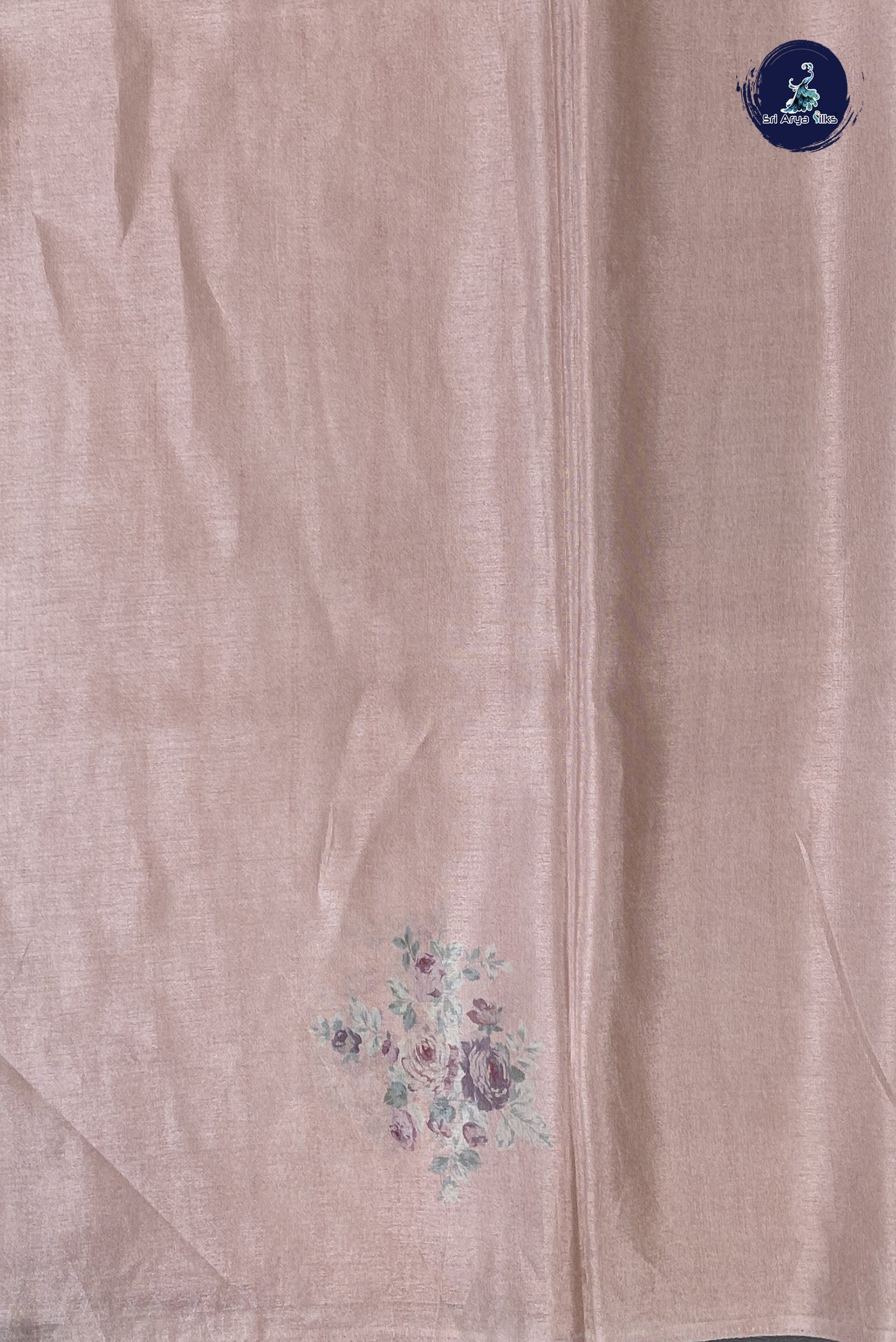 Light Peach Banarasi Silk Saree With Printed Pattern