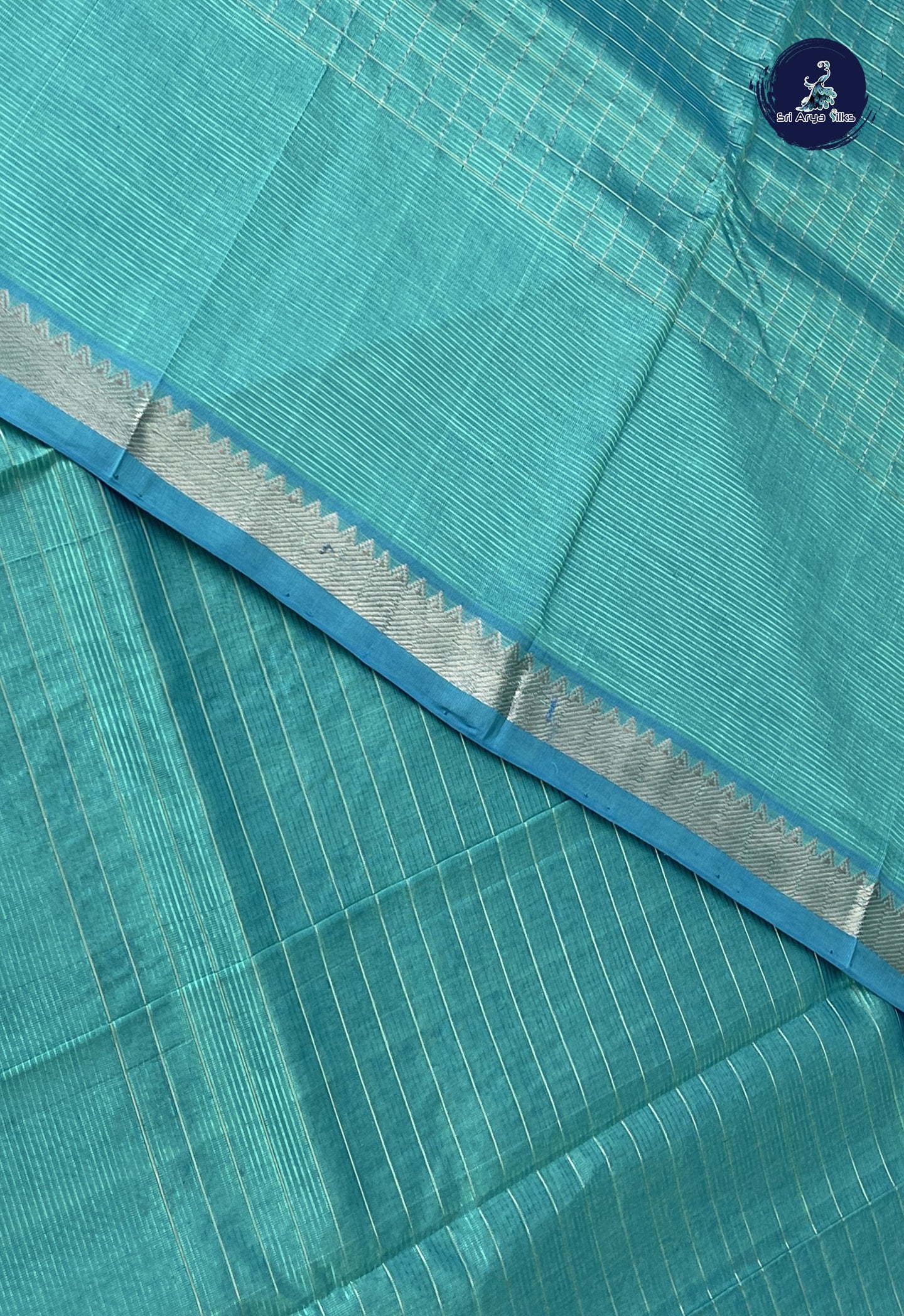 Greenish Blue Mangalgiri Silk Cotton With Checked Pattern