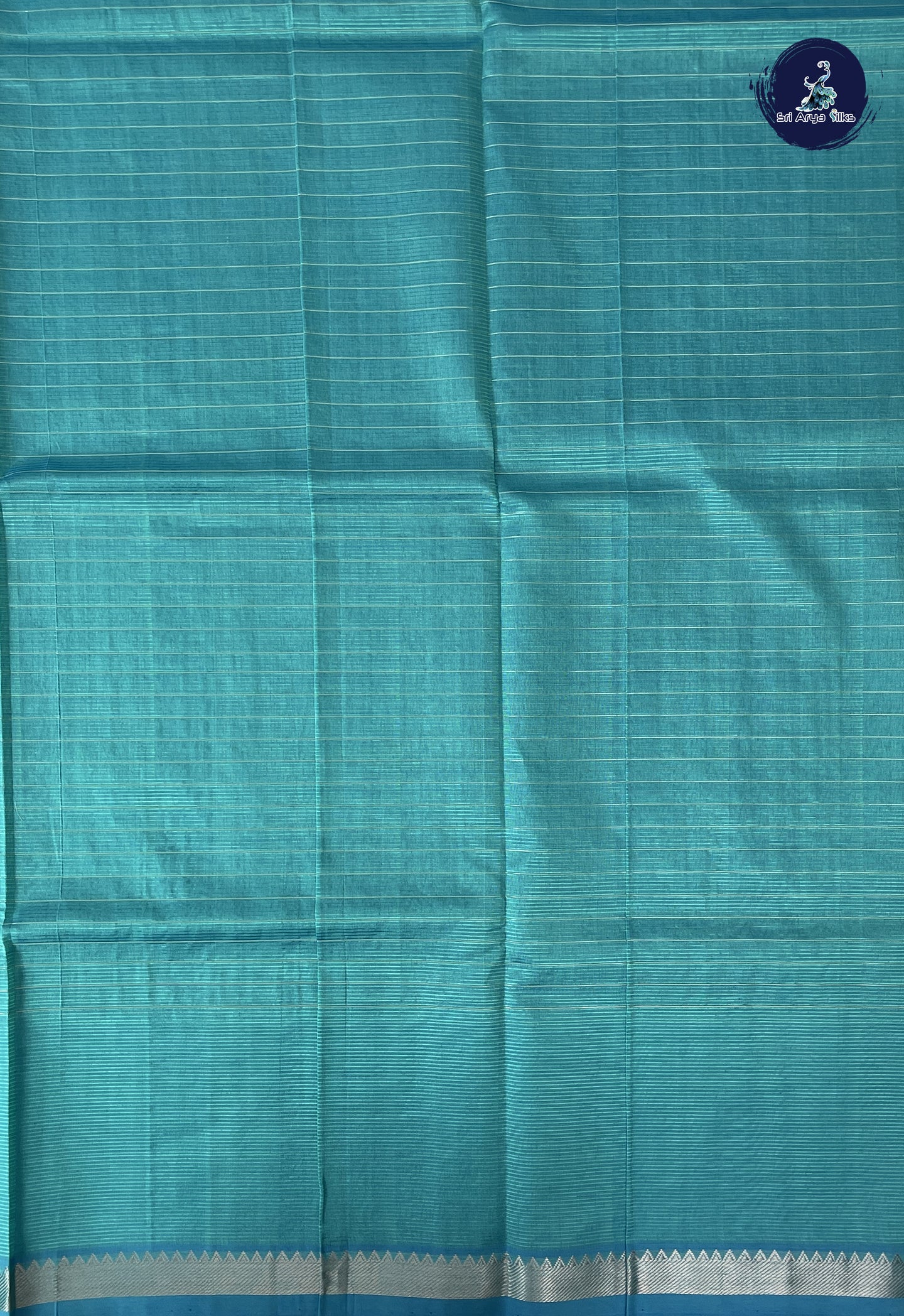 Greenish Blue Mangalgiri Silk Cotton With Checked Pattern