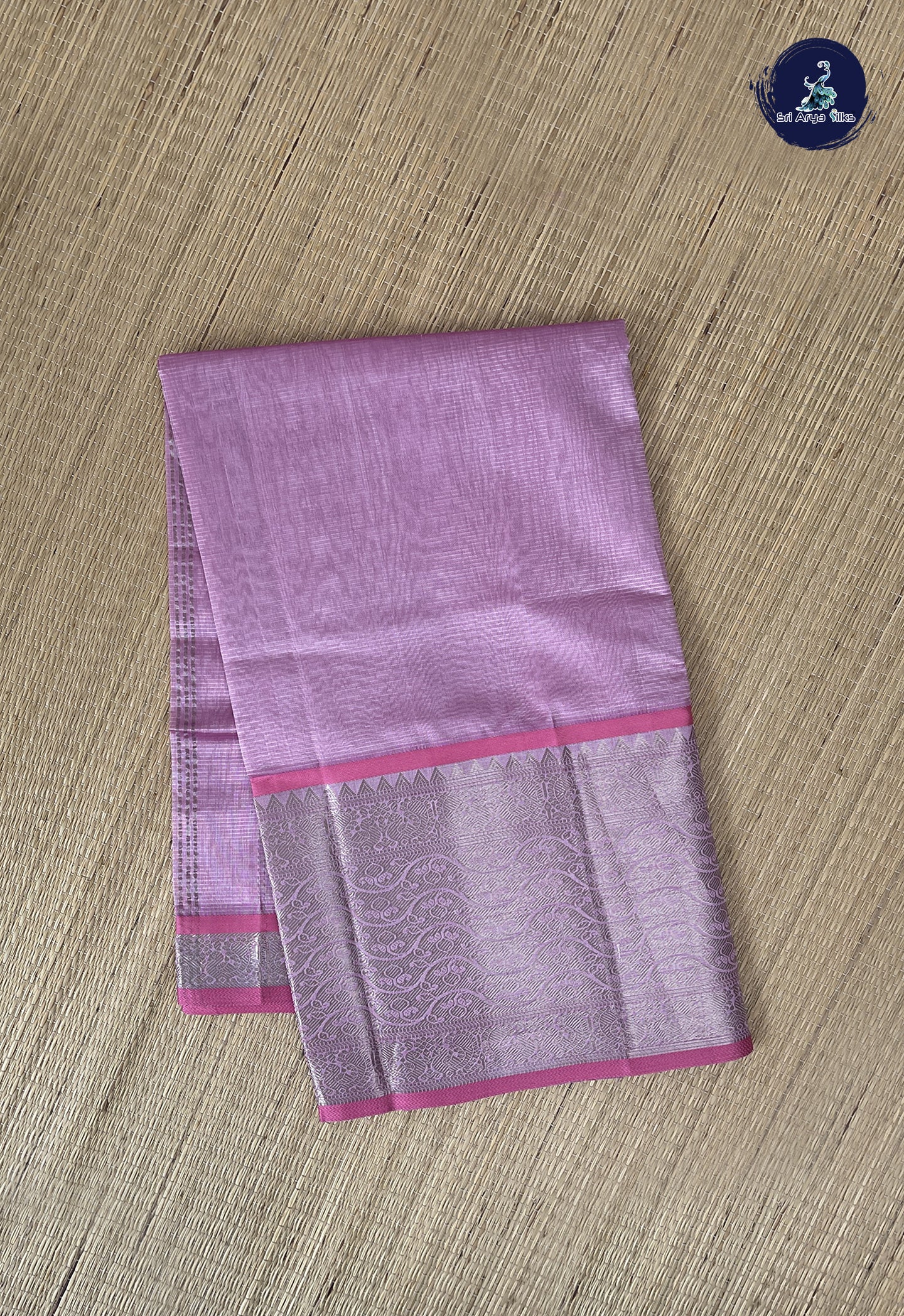 Mauve Pink Mangalgiri Silk Cotton With Doria Lines Pattern
