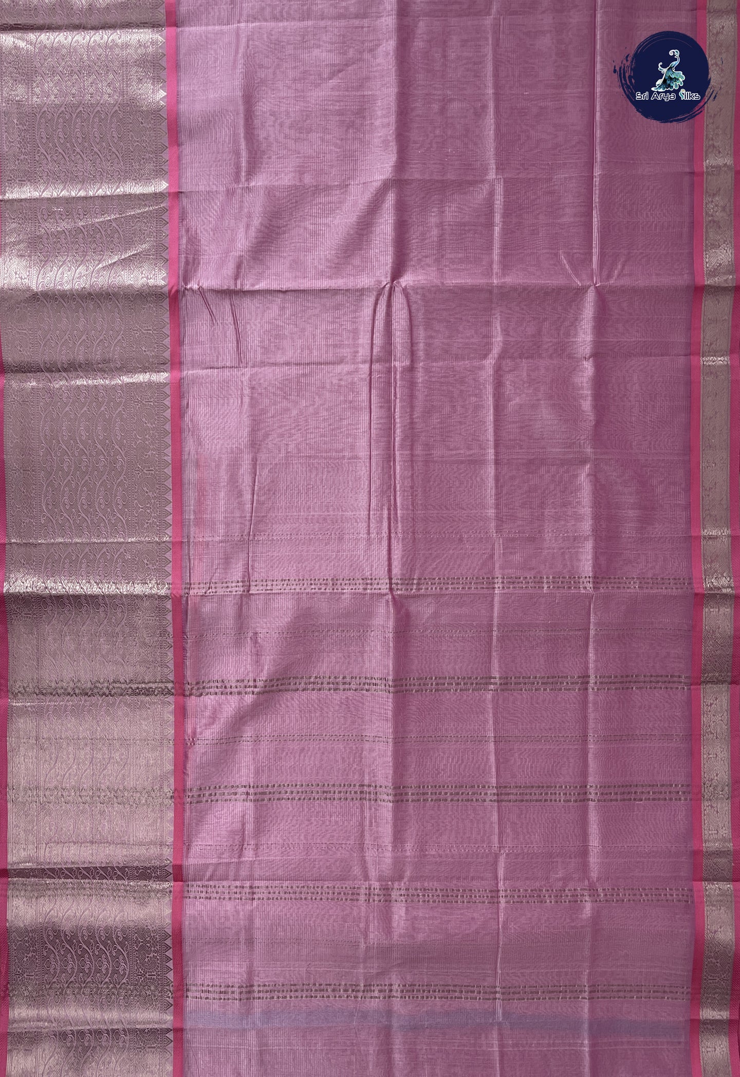 Mauve Pink Mangalgiri Silk Cotton With Doria Lines Pattern