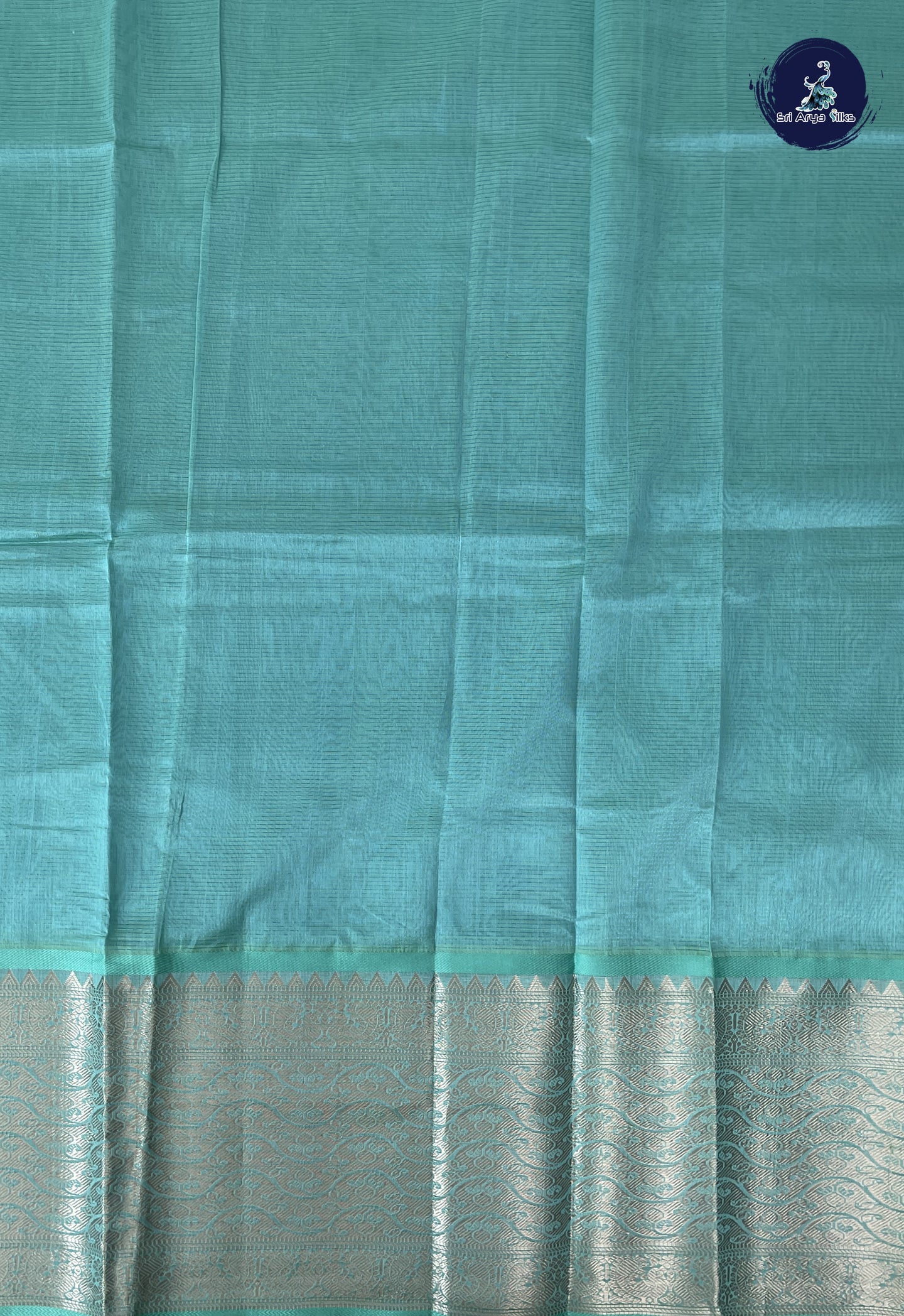 Sea Blue Mangalgiri Silk Cotton With Doria Lines Pattern