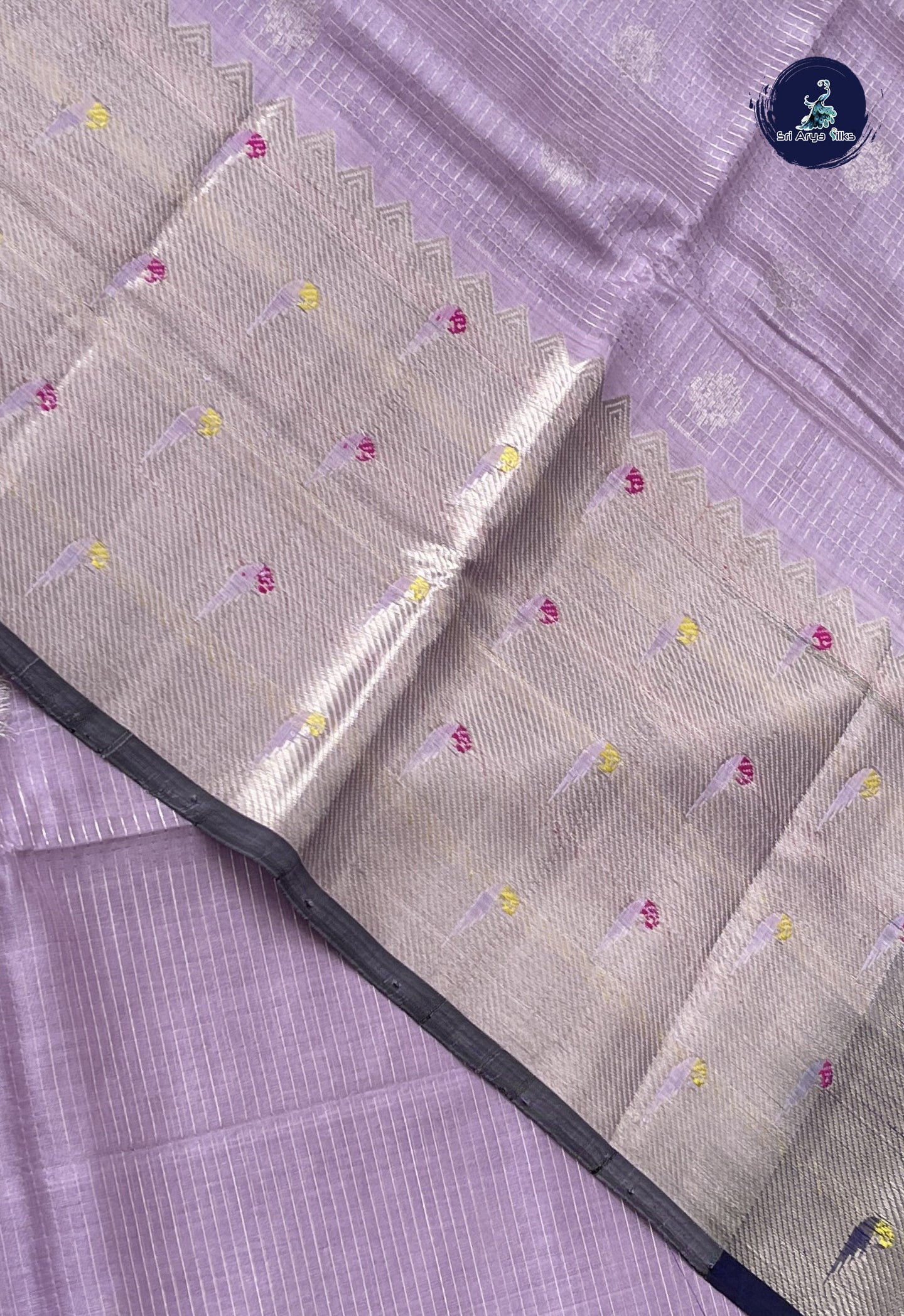 Lavender Mangalgiri Silk Cotton With Zari Checked Pattern