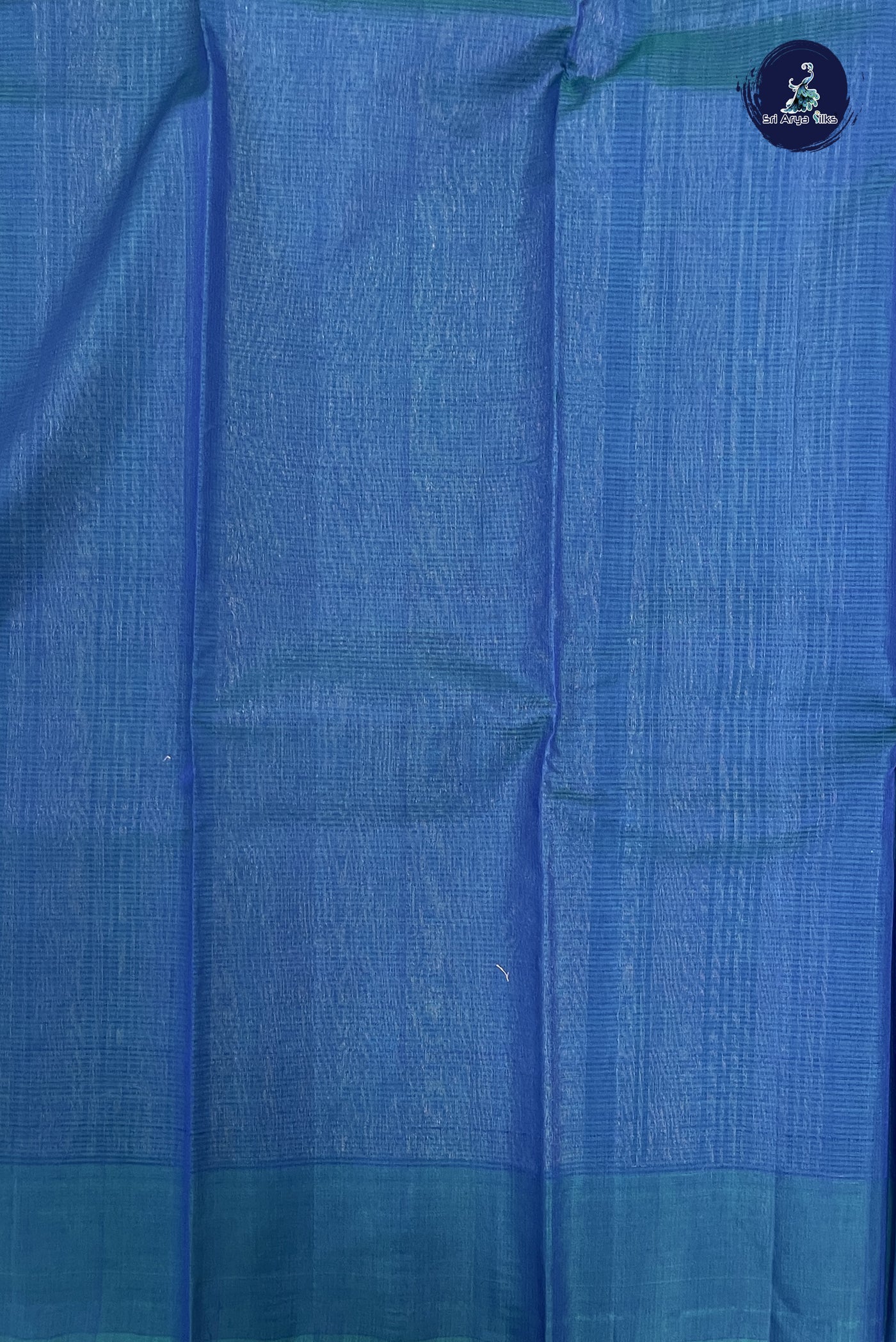 Dark Blue Kora Sico Silk Cotton With Stripes Pattern