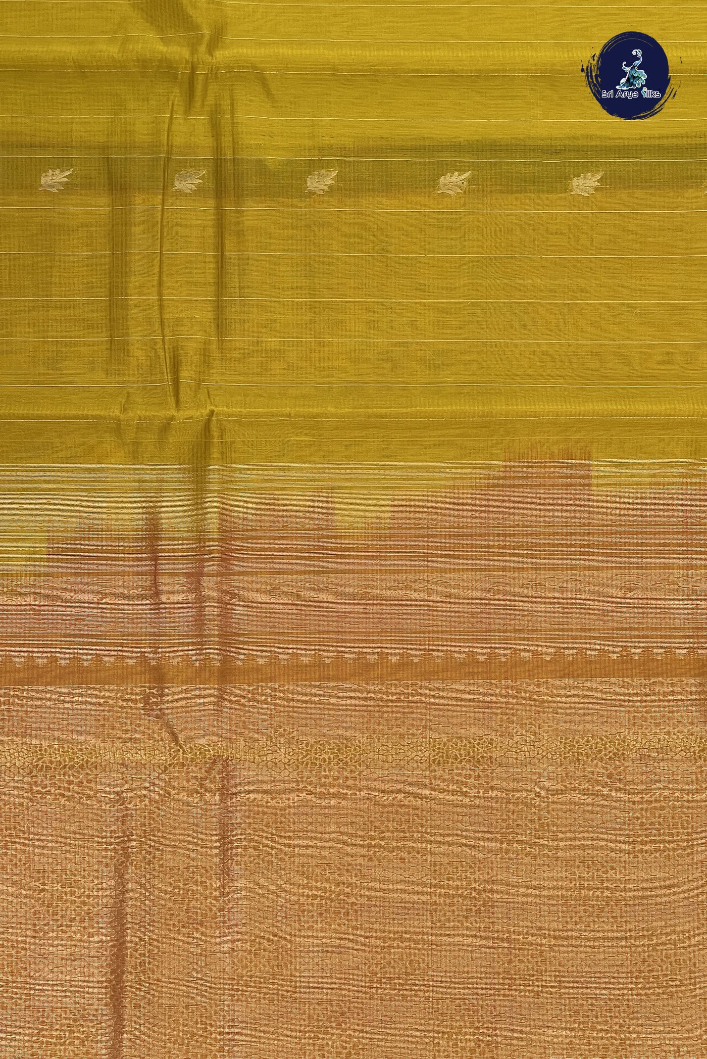 Mustard Yellow Kora Sico Silk Cotton With Stripes Pattern