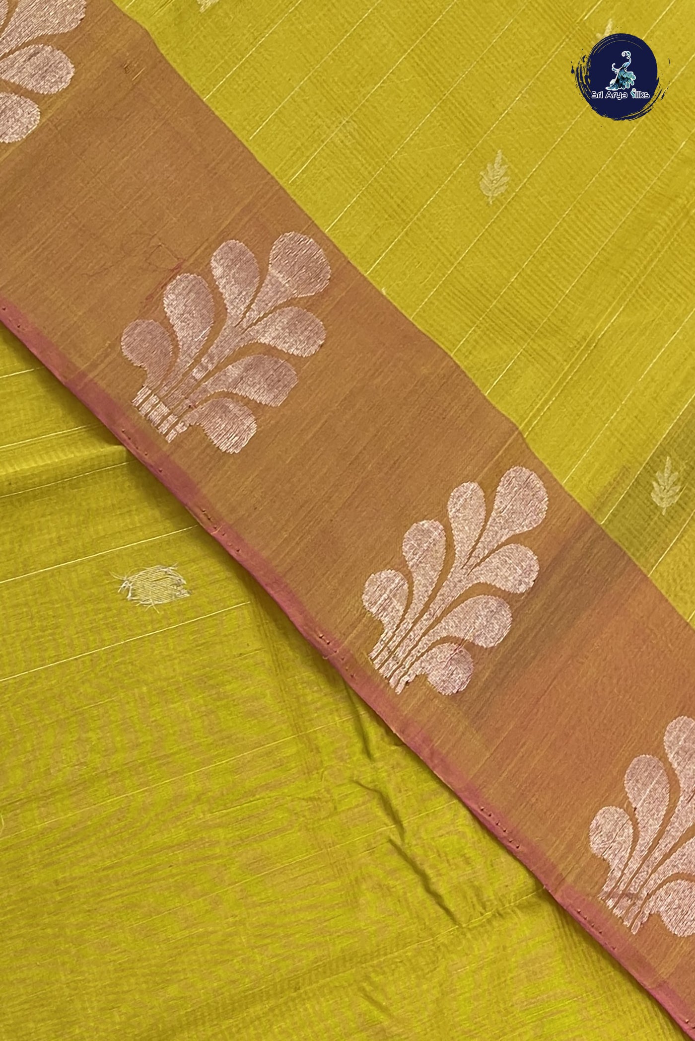 Mustard Yellow Kora Sico Silk Cotton With Stripes Pattern