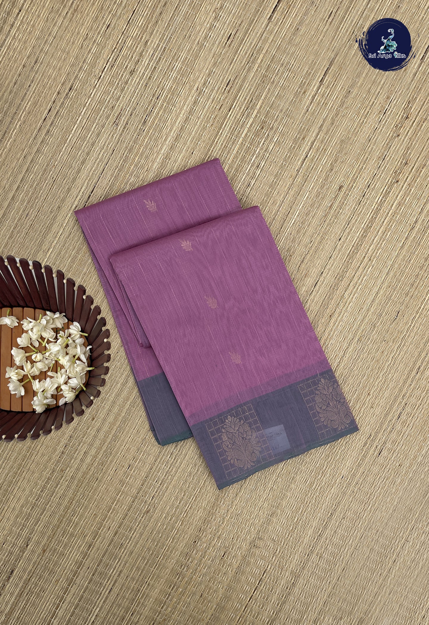 Light Brown Kora Sico Silk Cotton With Stripes Pattern