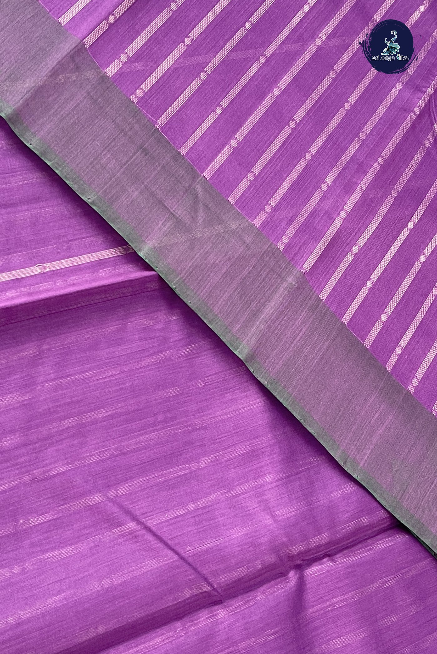 Violet Kora Sico Silk Cotton With Stripes Pattern