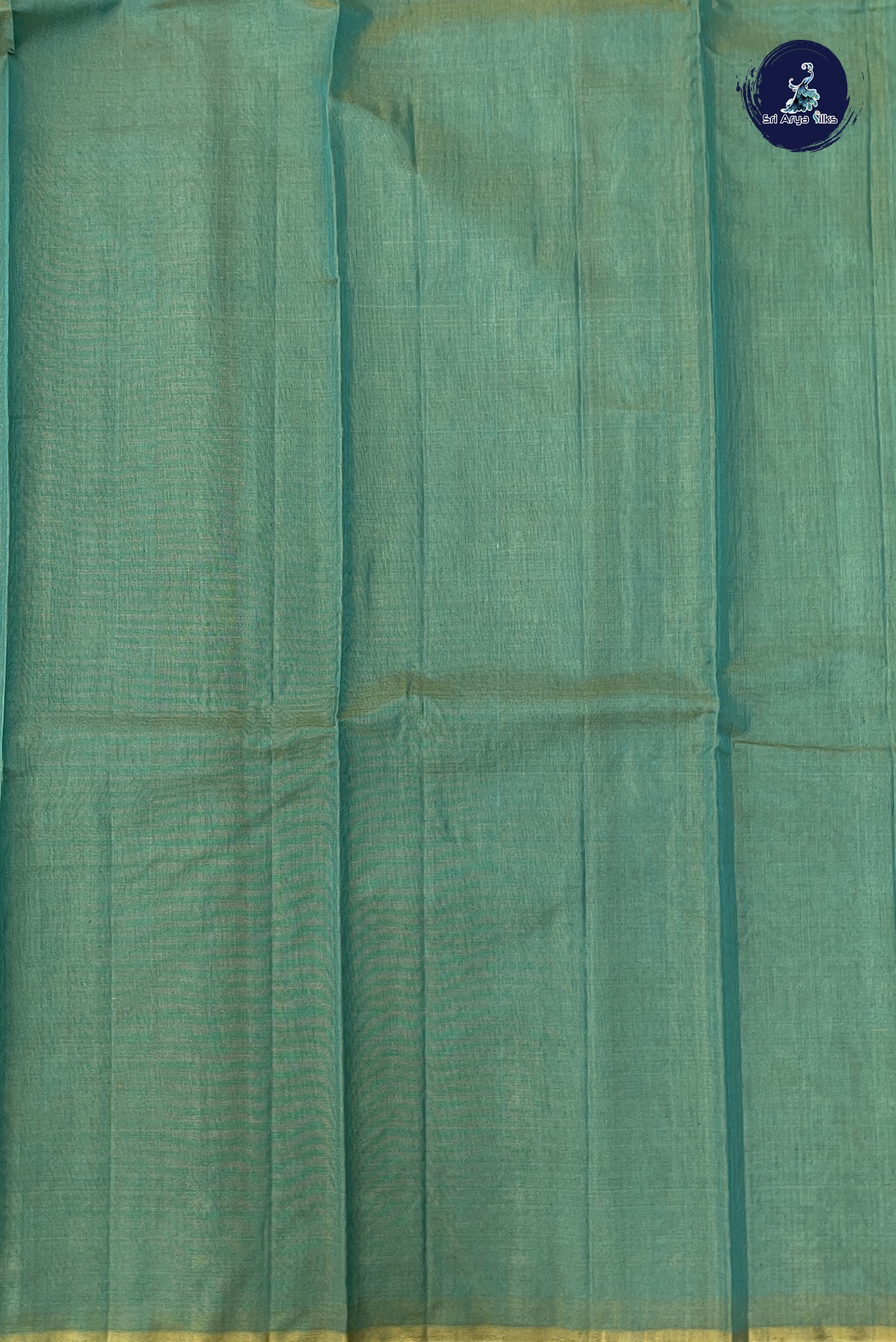 Teal Kora Sico Silk Cotton With Stripes Pattern
