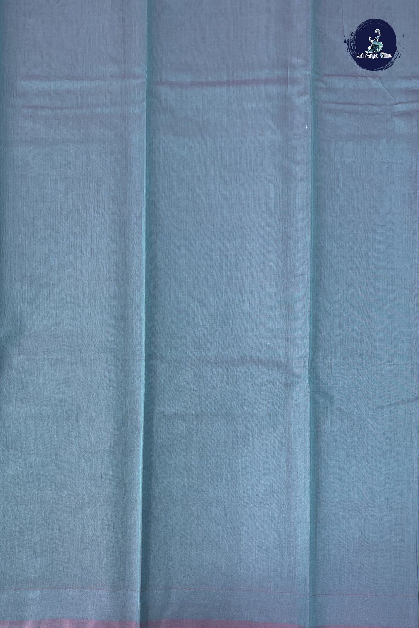 Light Blue Kora Sico Silk Cotton With Stripes Pattern