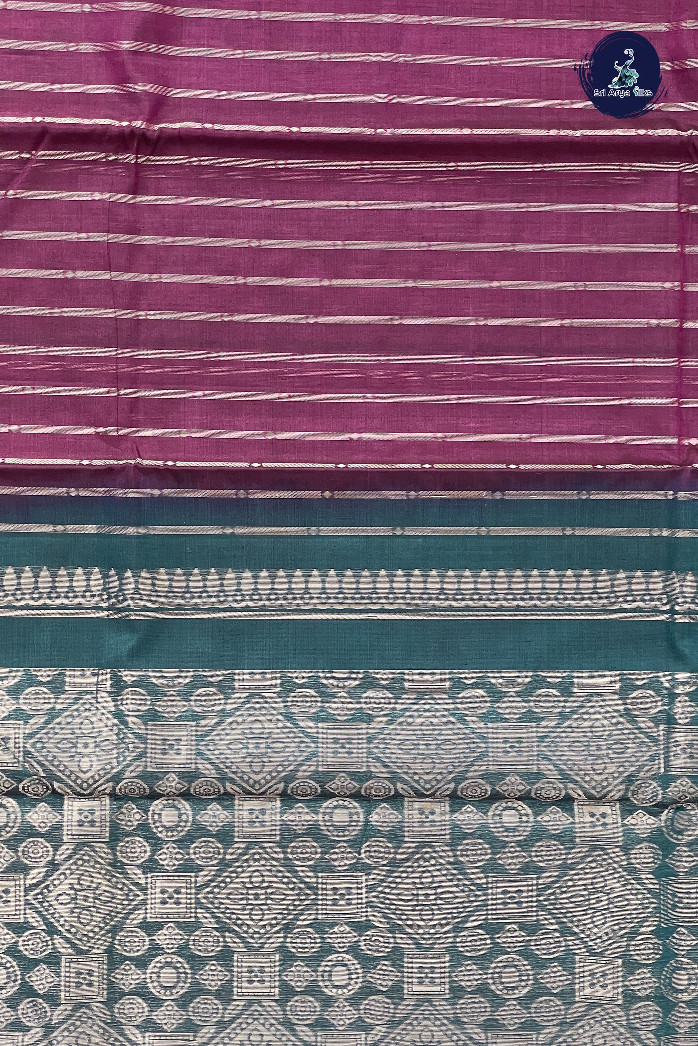 Jamun Kora Sico Silk Cotton With Stripes Pattern