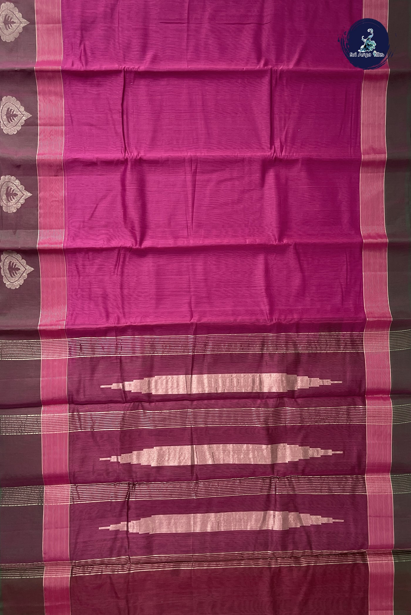 BeetRoot Shade Kora Sico Silk Cotton With Plain Pattern