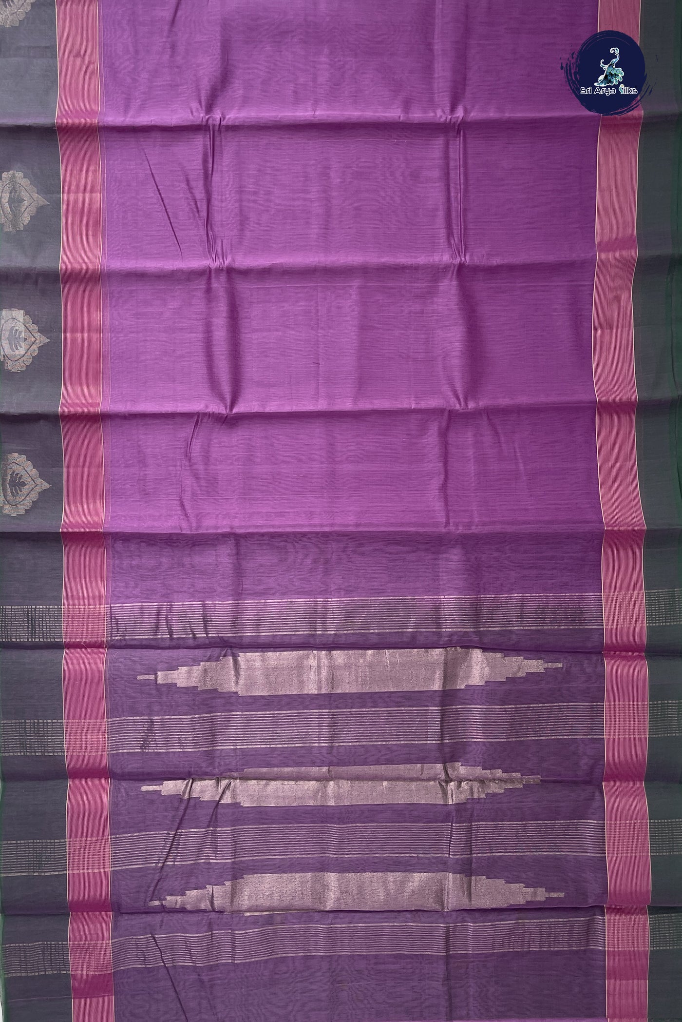 Lavender Kora Sico Silk Cotton With Plain Pattern