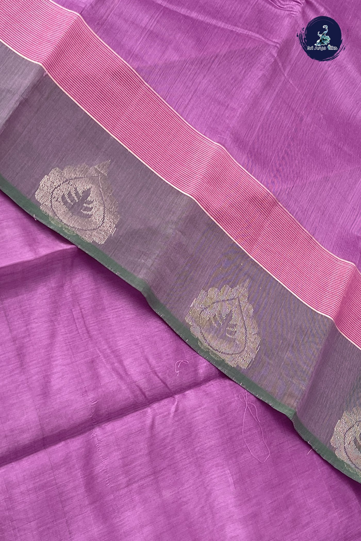 Lavender Kora Sico Silk Cotton With Plain Pattern