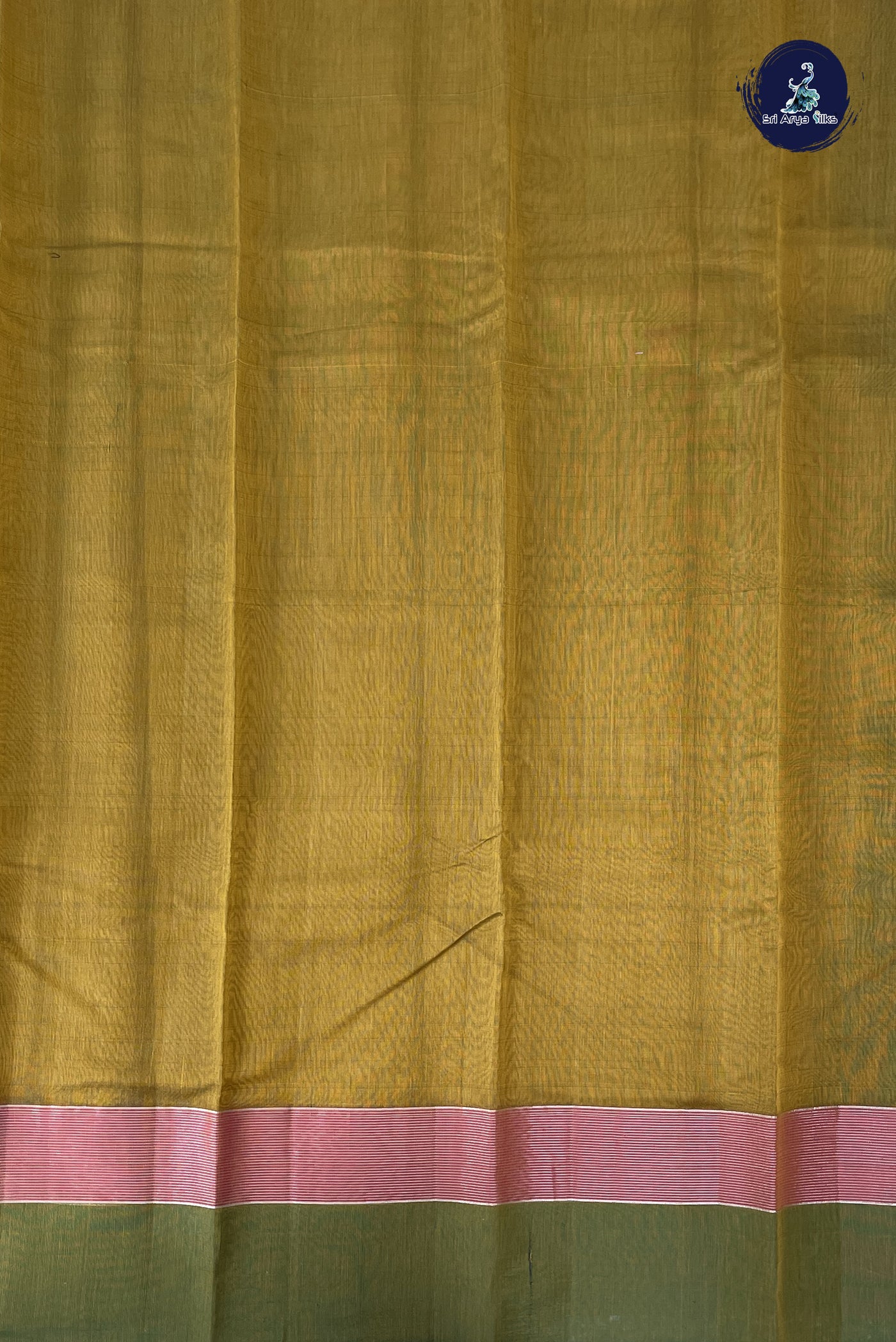 Mustard Yellow Kora Sico Silk Cotton With Plain Pattern