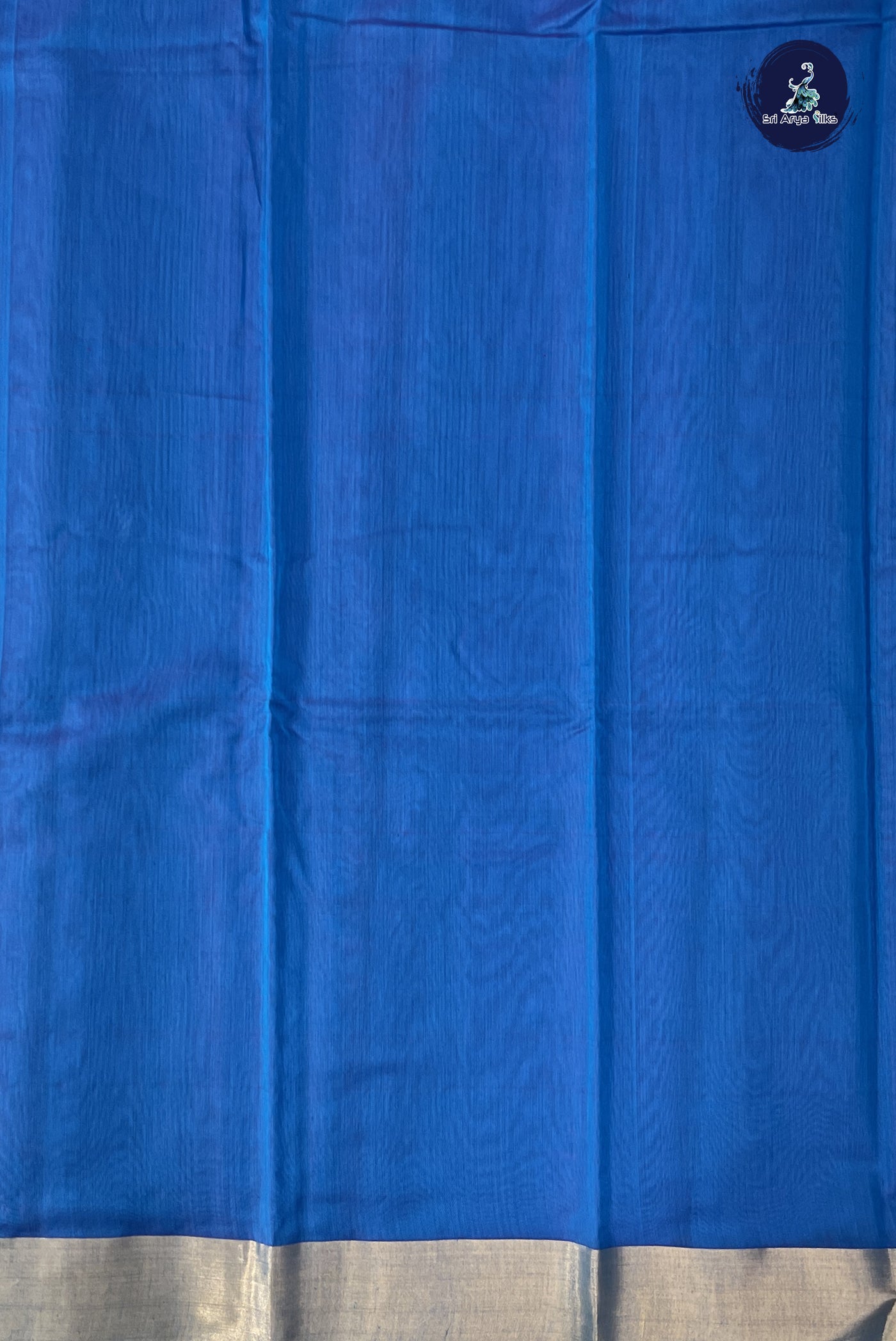 Copper Sulphate Blue Kora Sico Silk Cotton With Zari Buttas Pattern