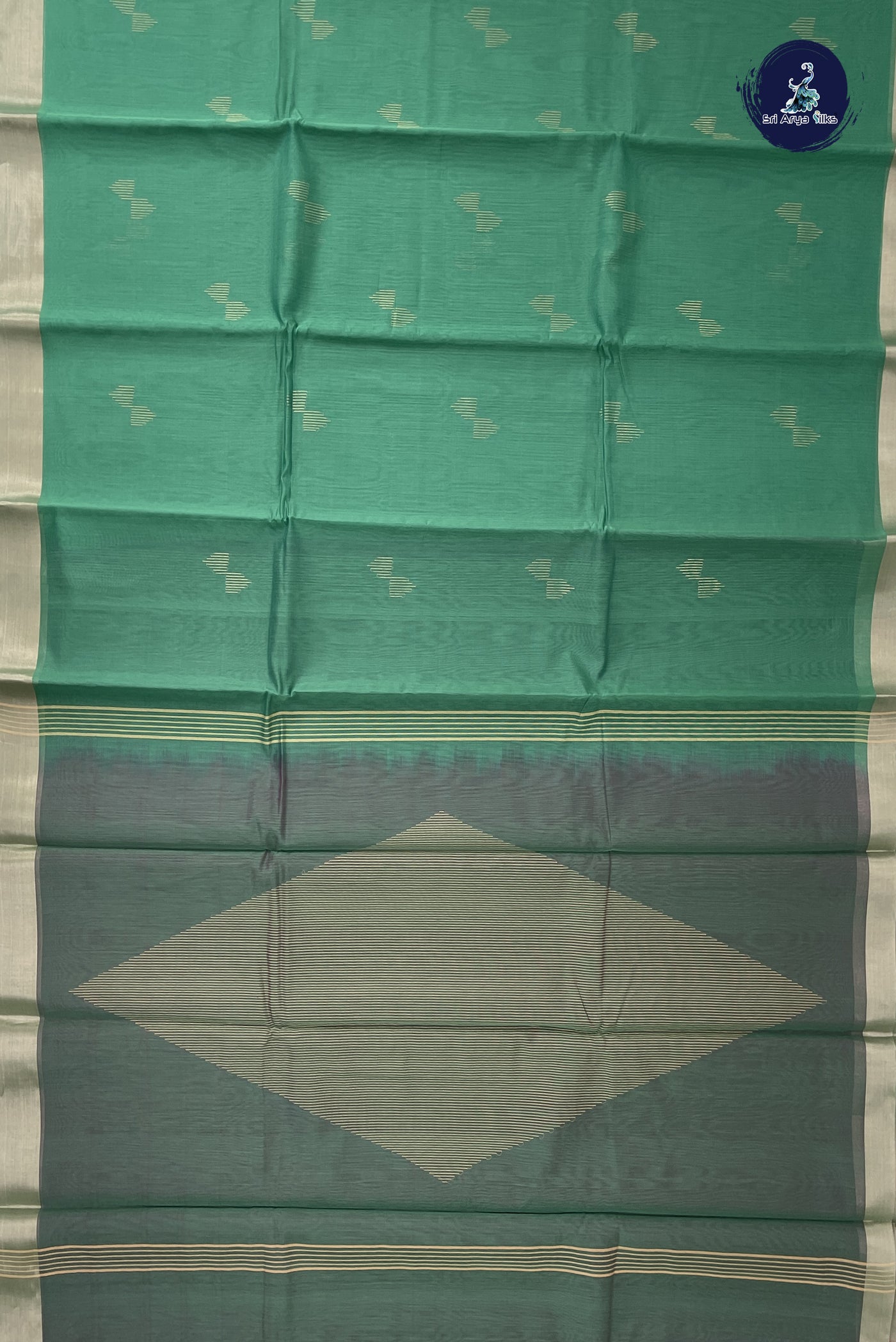 Green Kora Sico Silk Cotton With Zari Buttas Pattern