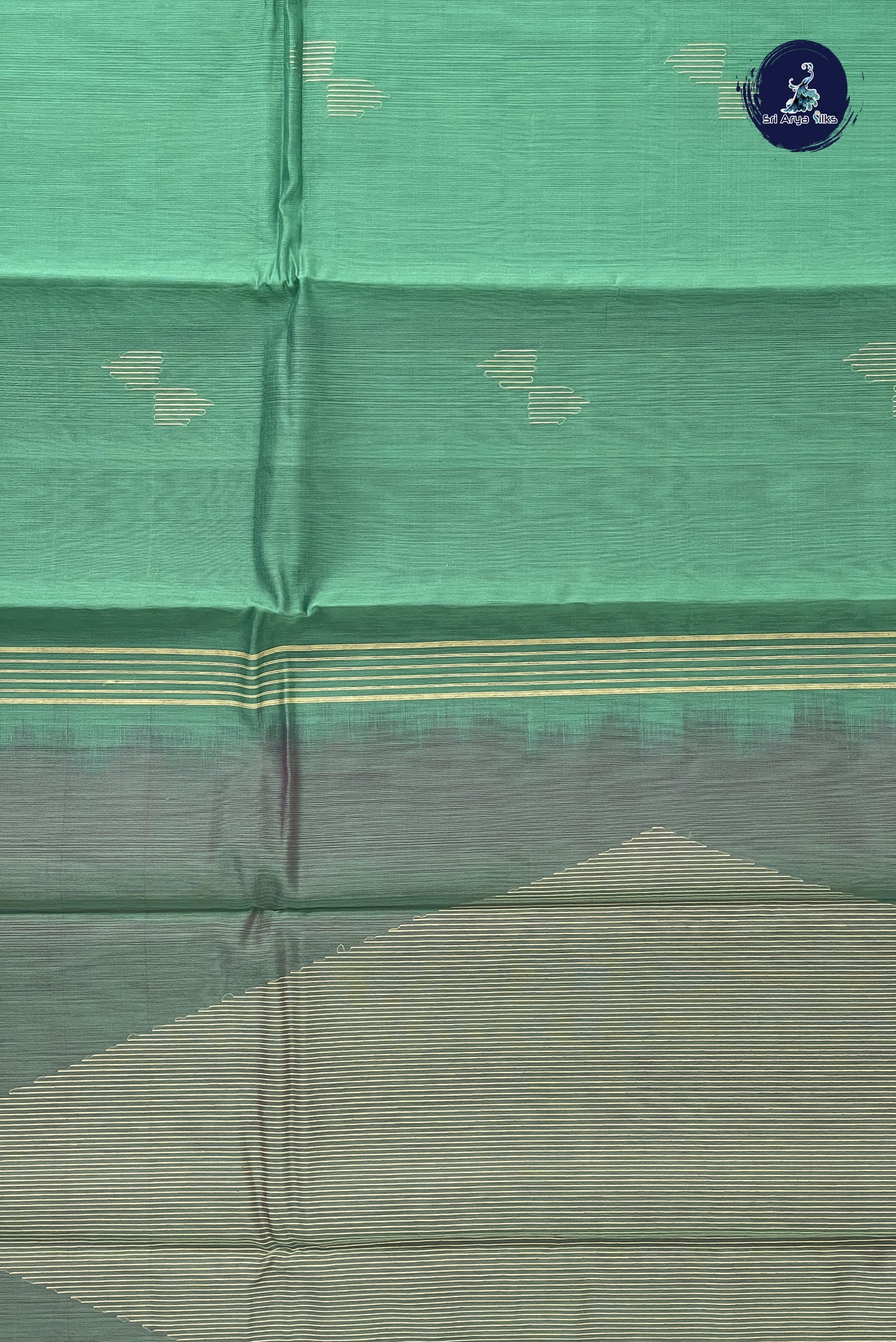 Green Kora Sico Silk Cotton With Zari Buttas Pattern