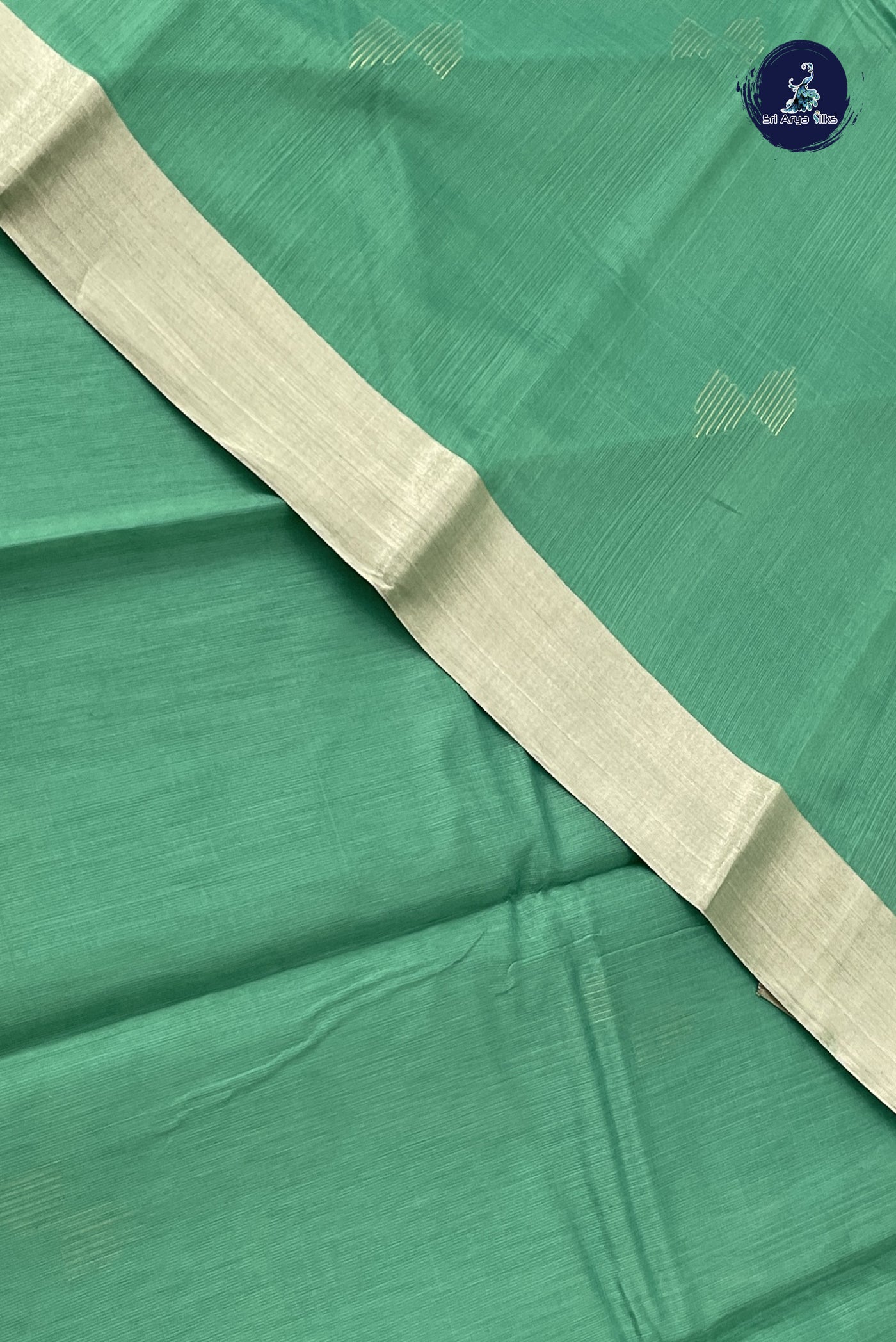 Green Kora Sico Silk Cotton With Zari Buttas Pattern