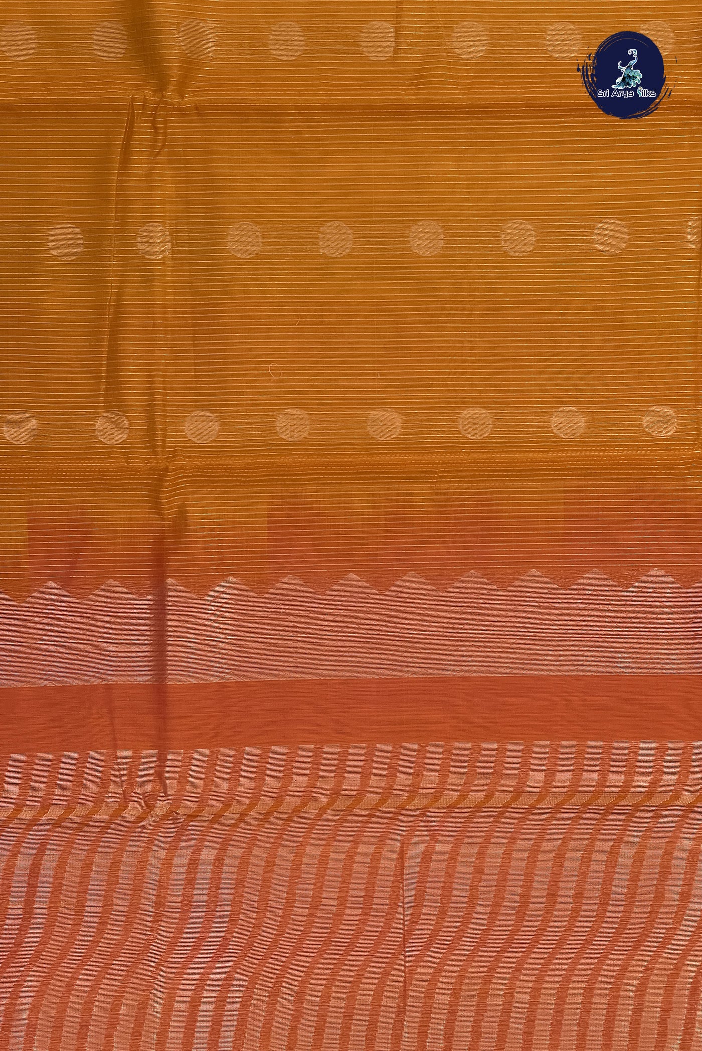 Mustard Yellow Kora Sico Silk Cotton With Stripes Pattern