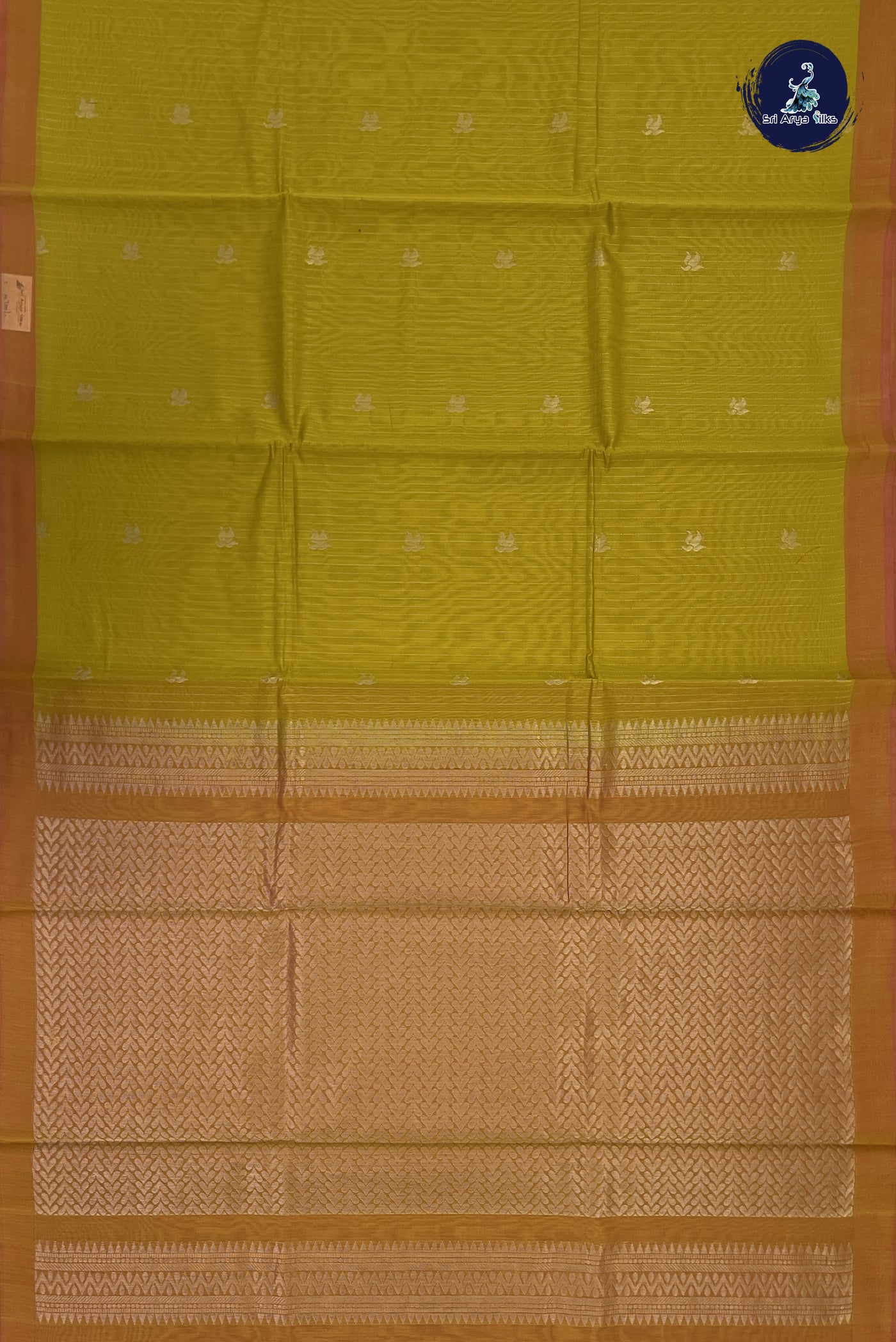Yellow Kora Sico Silk Cotton With Stripes Pattern