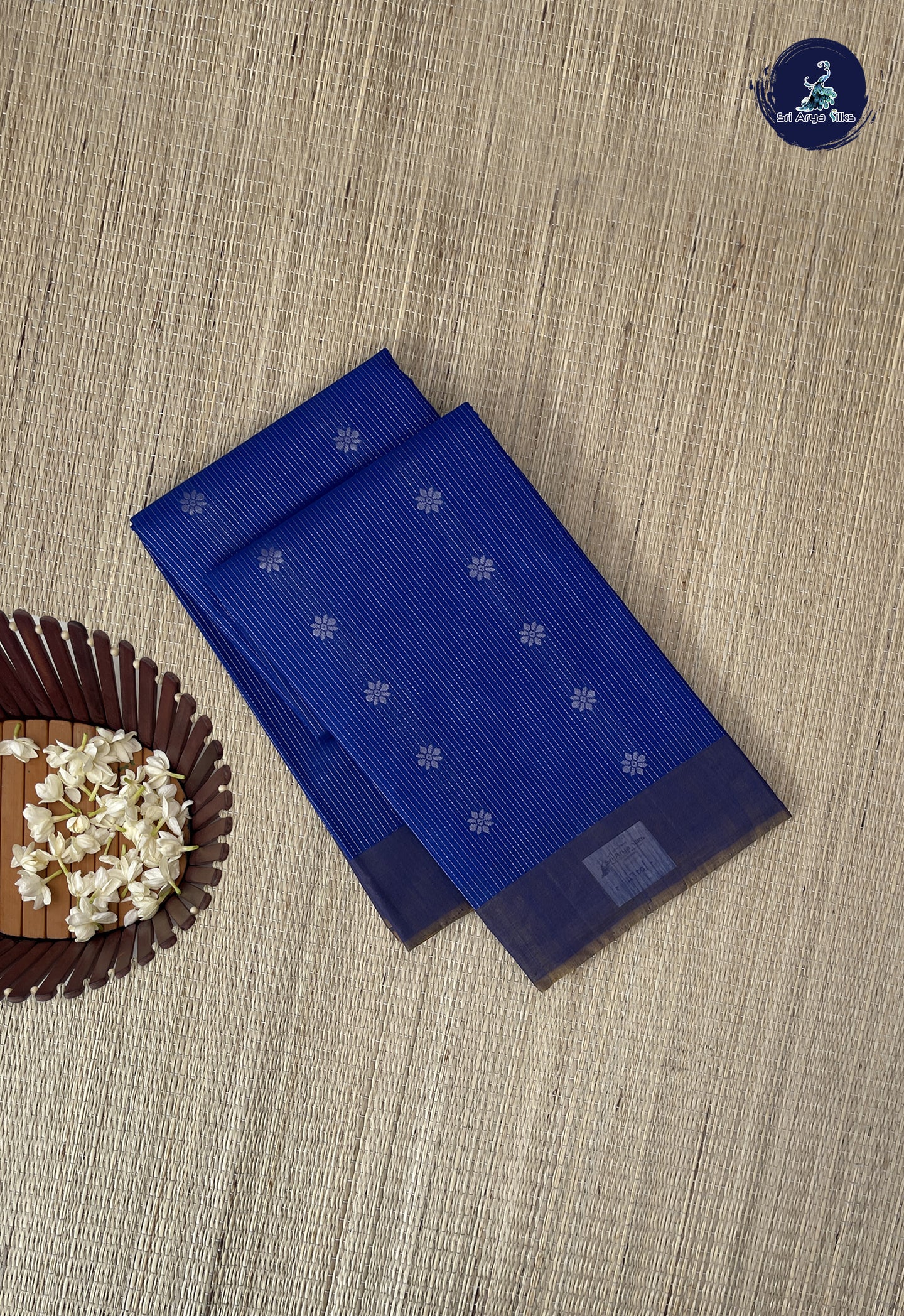 MS Blue Kora Sico Silk Cotton With Stripes Pattern