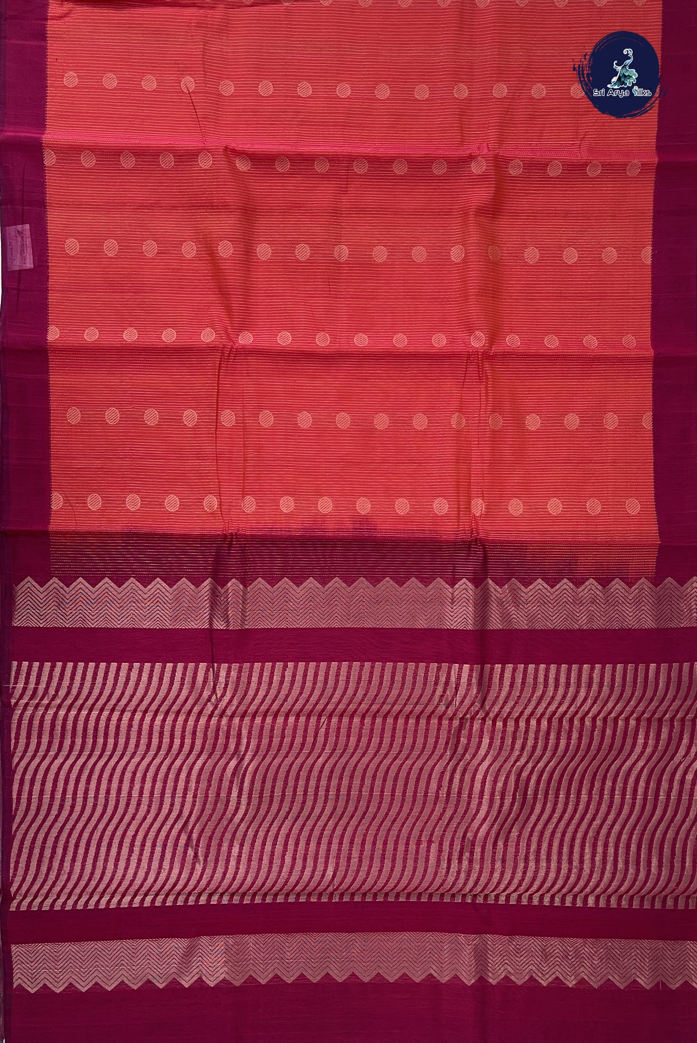 Dual Tone Pink Kora Sico Silk Cotton With Stripes Pattern