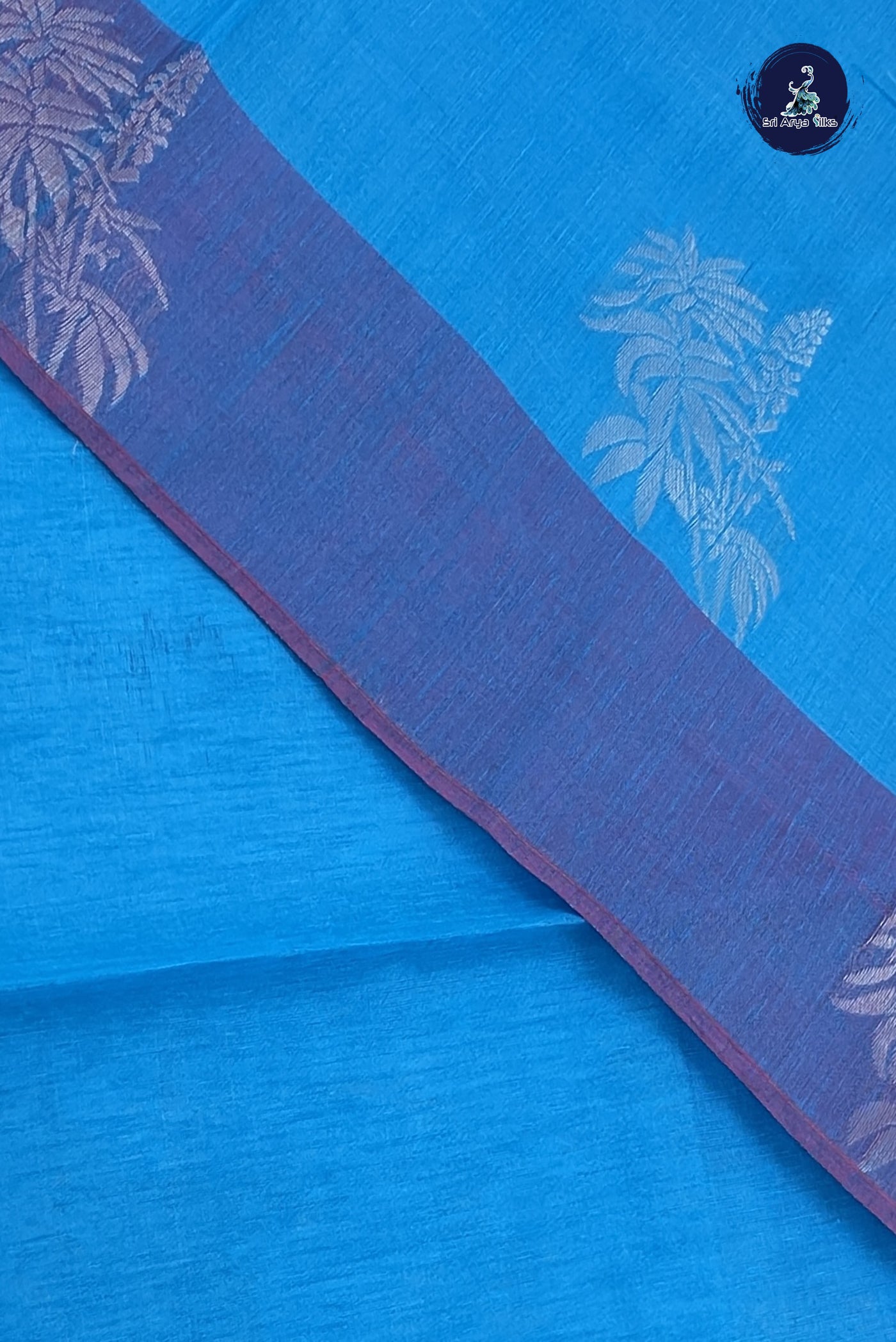 Copper Sulphate Blue Kora Sico Silk Cotton With Zari Buttas Pattern