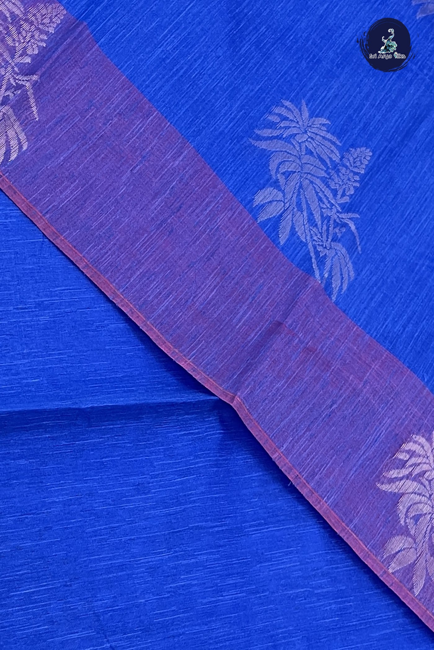 Dark Blue Kora Sico Silk Cotton With Zari Buttas Pattern