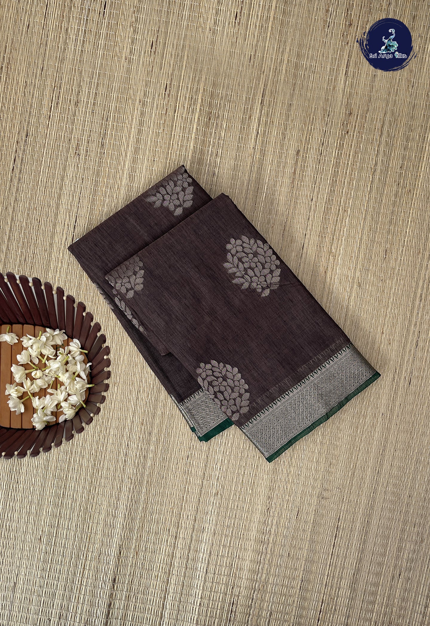 Dual Tone Grey Kora Sico Silk Cotton With Zari Buttas Pattern