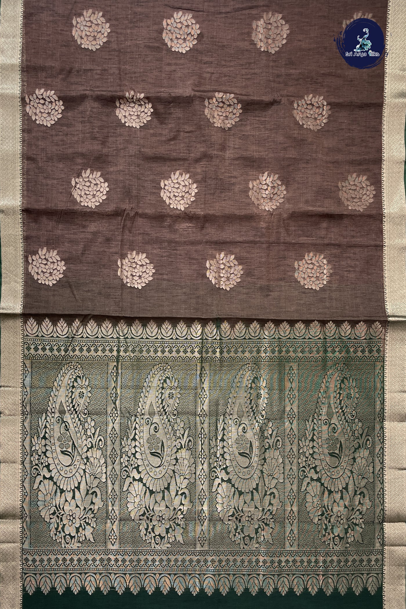 Dual Tone Grey Kora Sico Silk Cotton With Zari Buttas Pattern