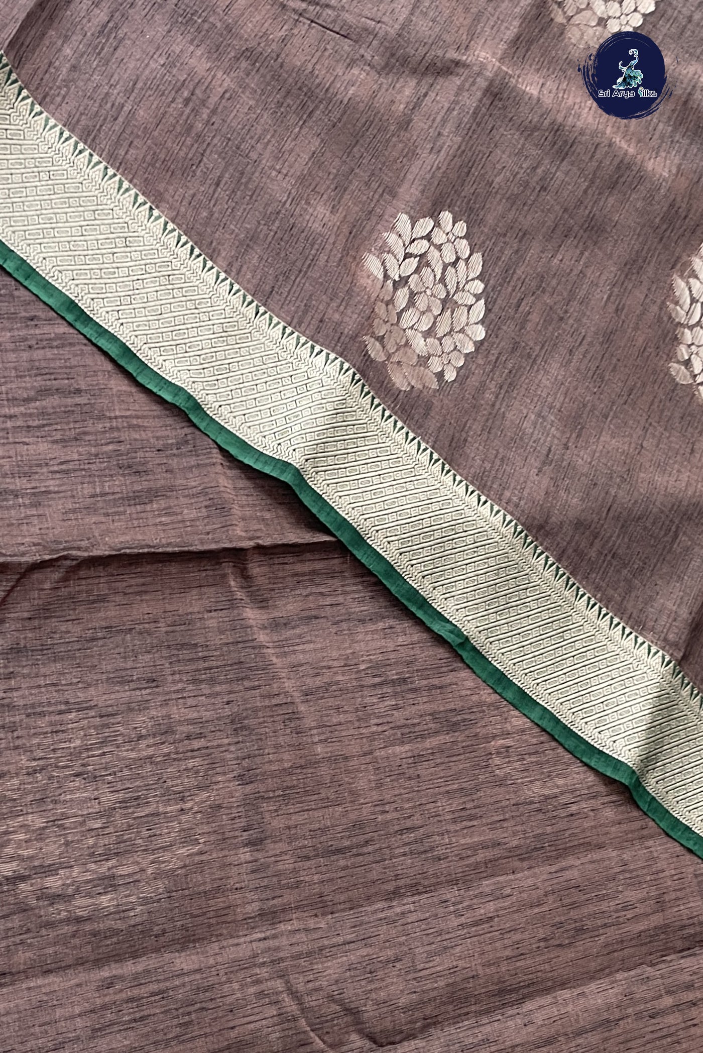 Dual Tone Grey Kora Sico Silk Cotton With Zari Buttas Pattern