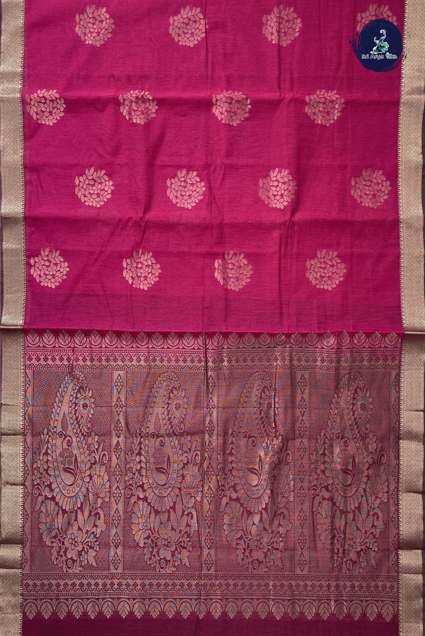 Pink Kora Sico Silk Cotton With Zari Buttas Pattern