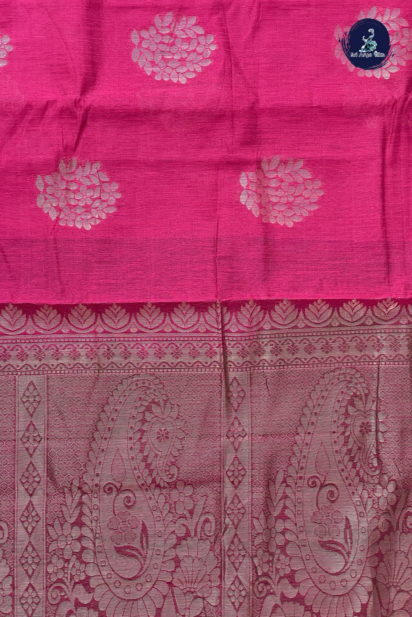 Pink Kora Sico Silk Cotton With Zari Buttas Pattern