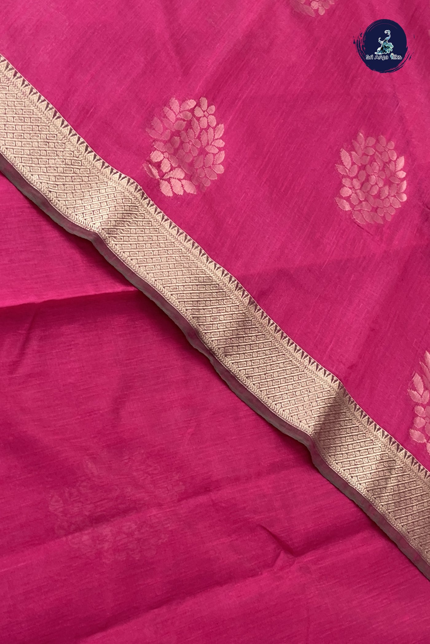 Pink Kora Sico Silk Cotton With Zari Buttas Pattern