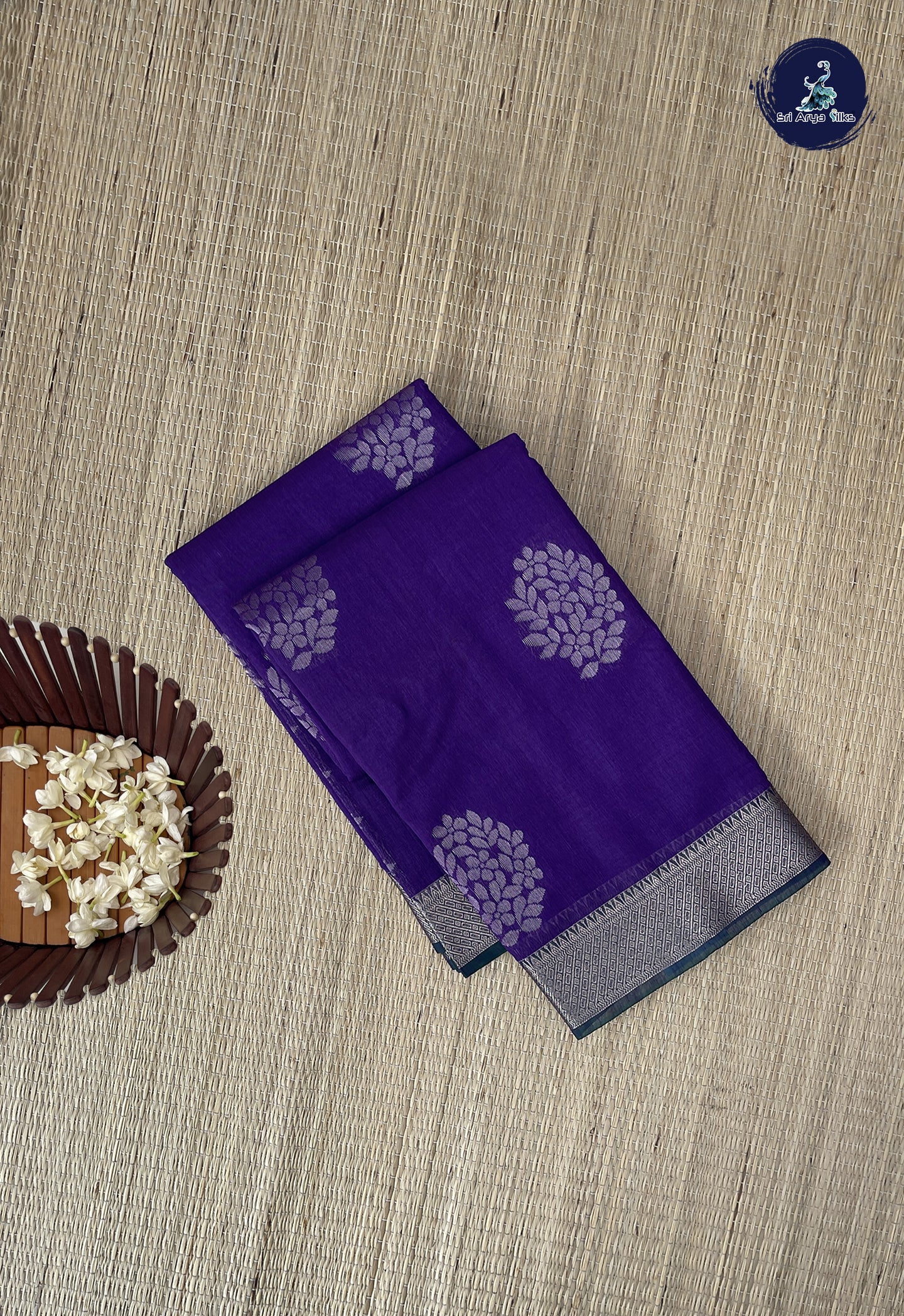 Violet Kora Sico Silk Cotton With Zari Buttas Pattern