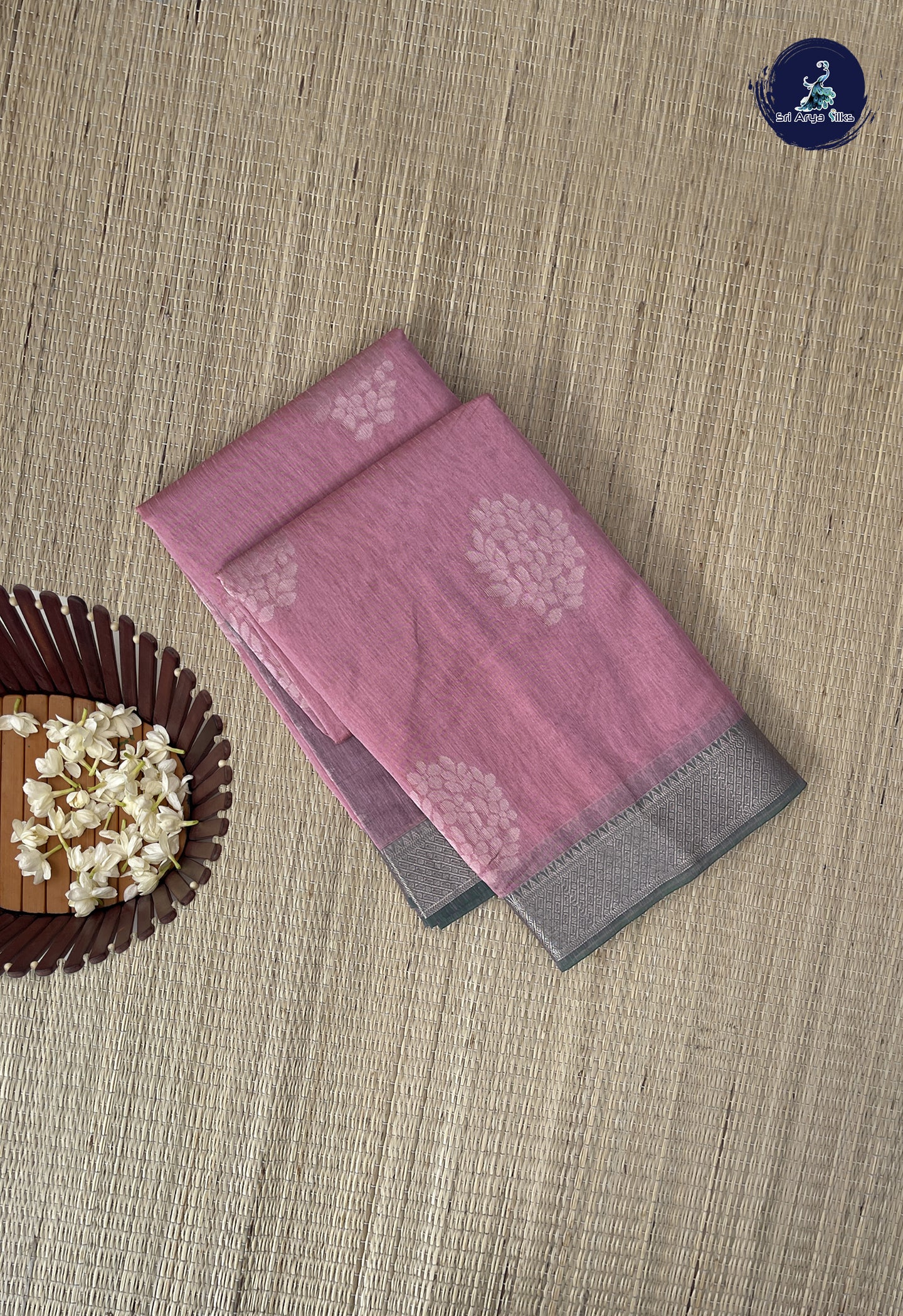Light Pink Kora Sico Silk Cotton With Zari Buttas Pattern