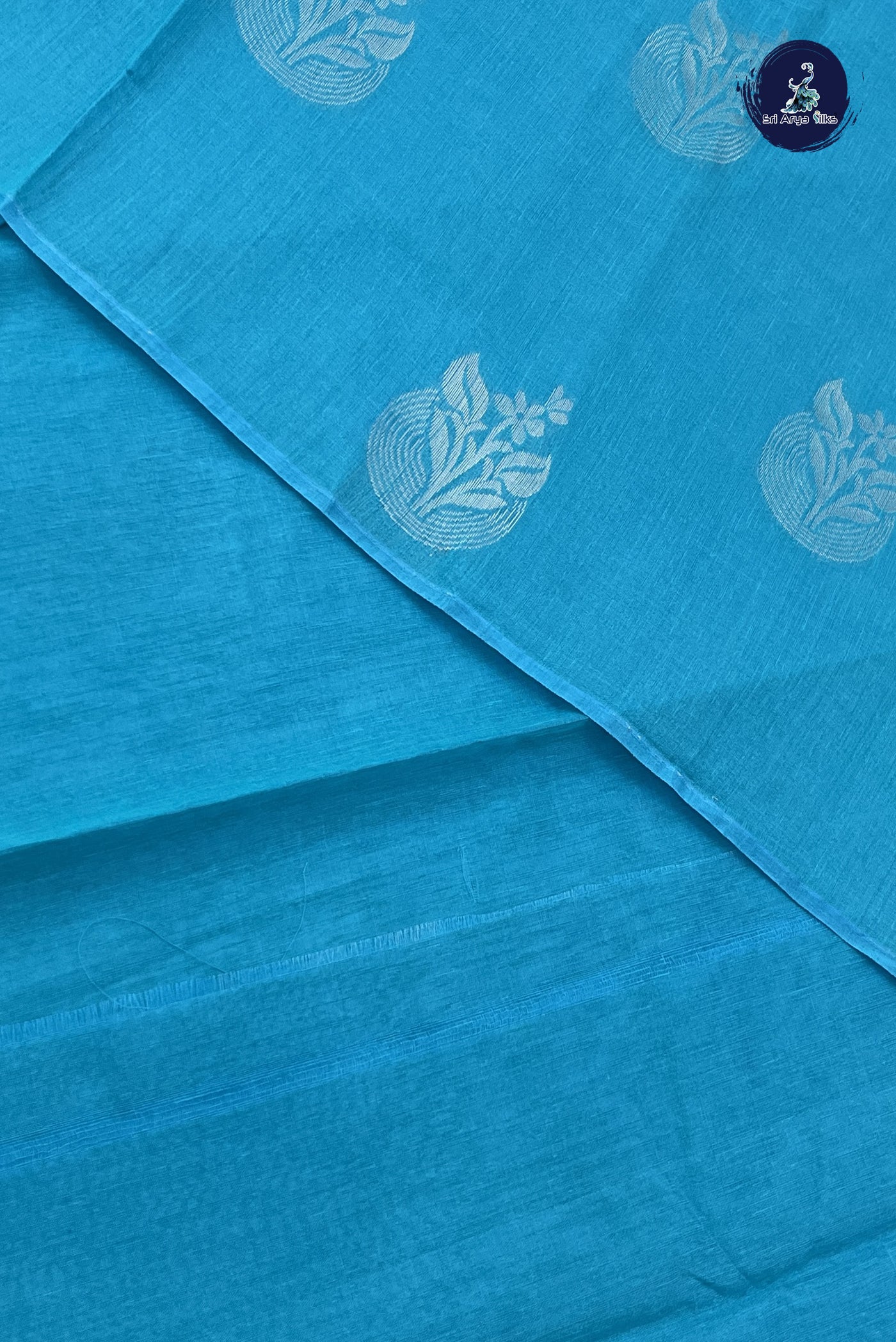 Blue Kora Sico Silk Cotton With Zari Buttas Pattern