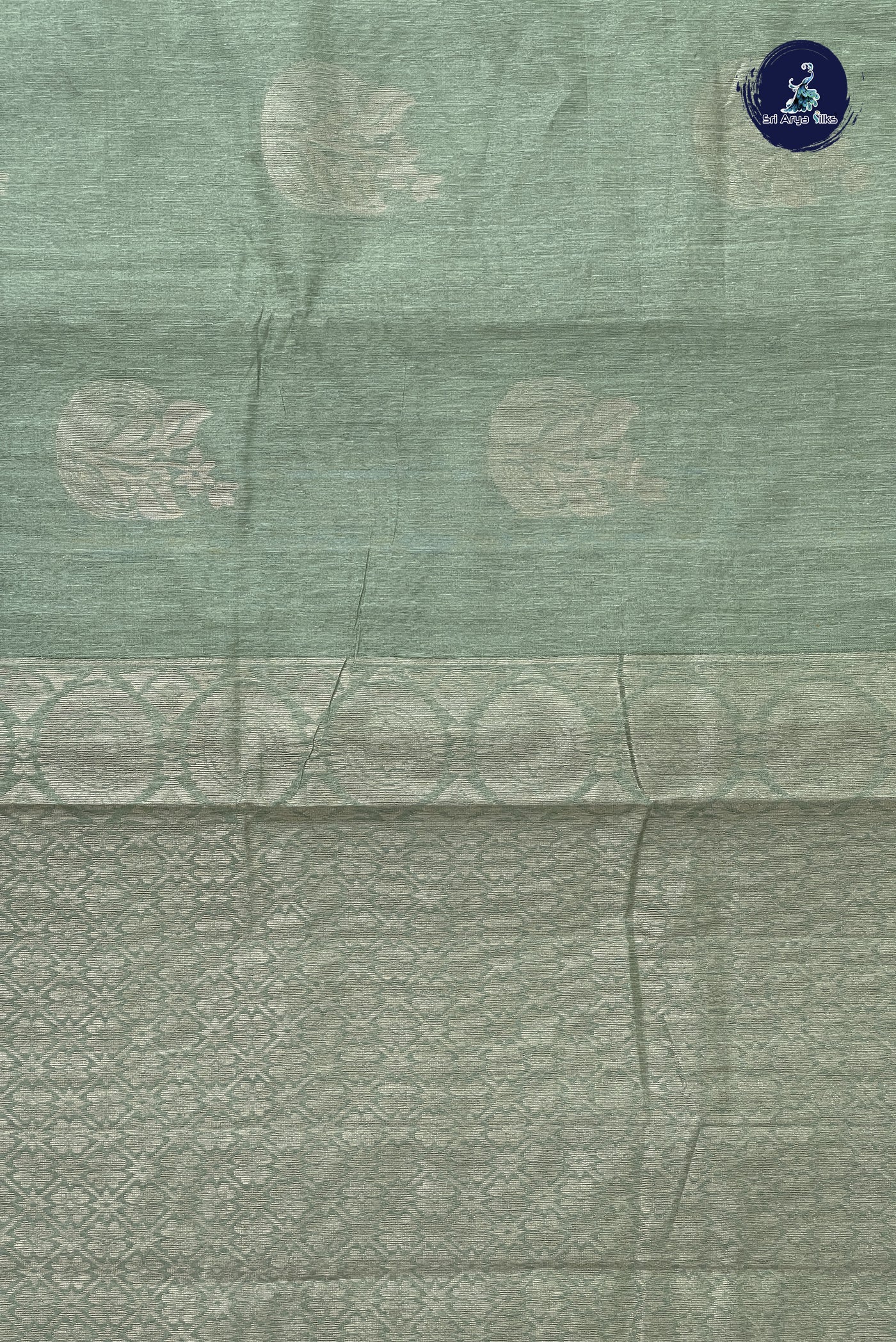 Pastel Green Kora Sico Silk Cotton With Zari Buttas Pattern